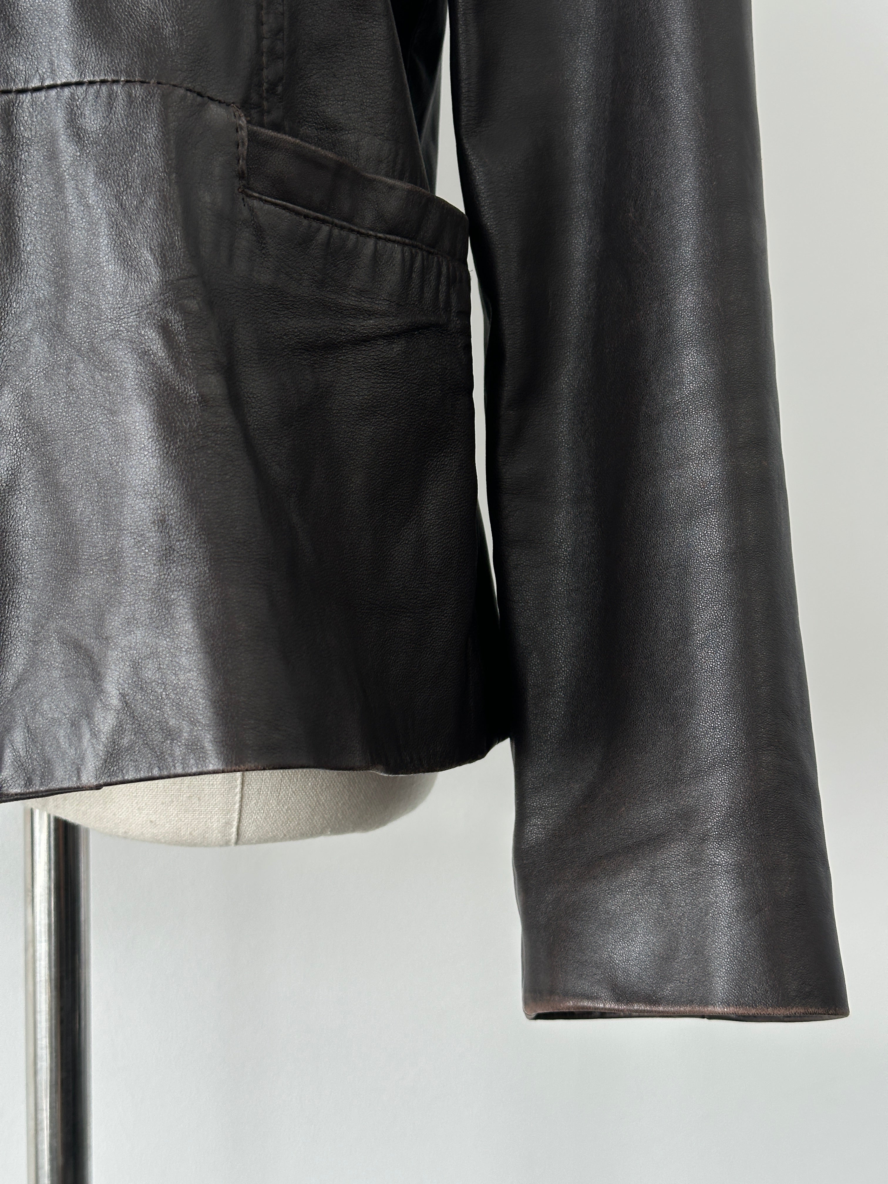 Vintage 1990s Double Zip Leather Jacket - S-M