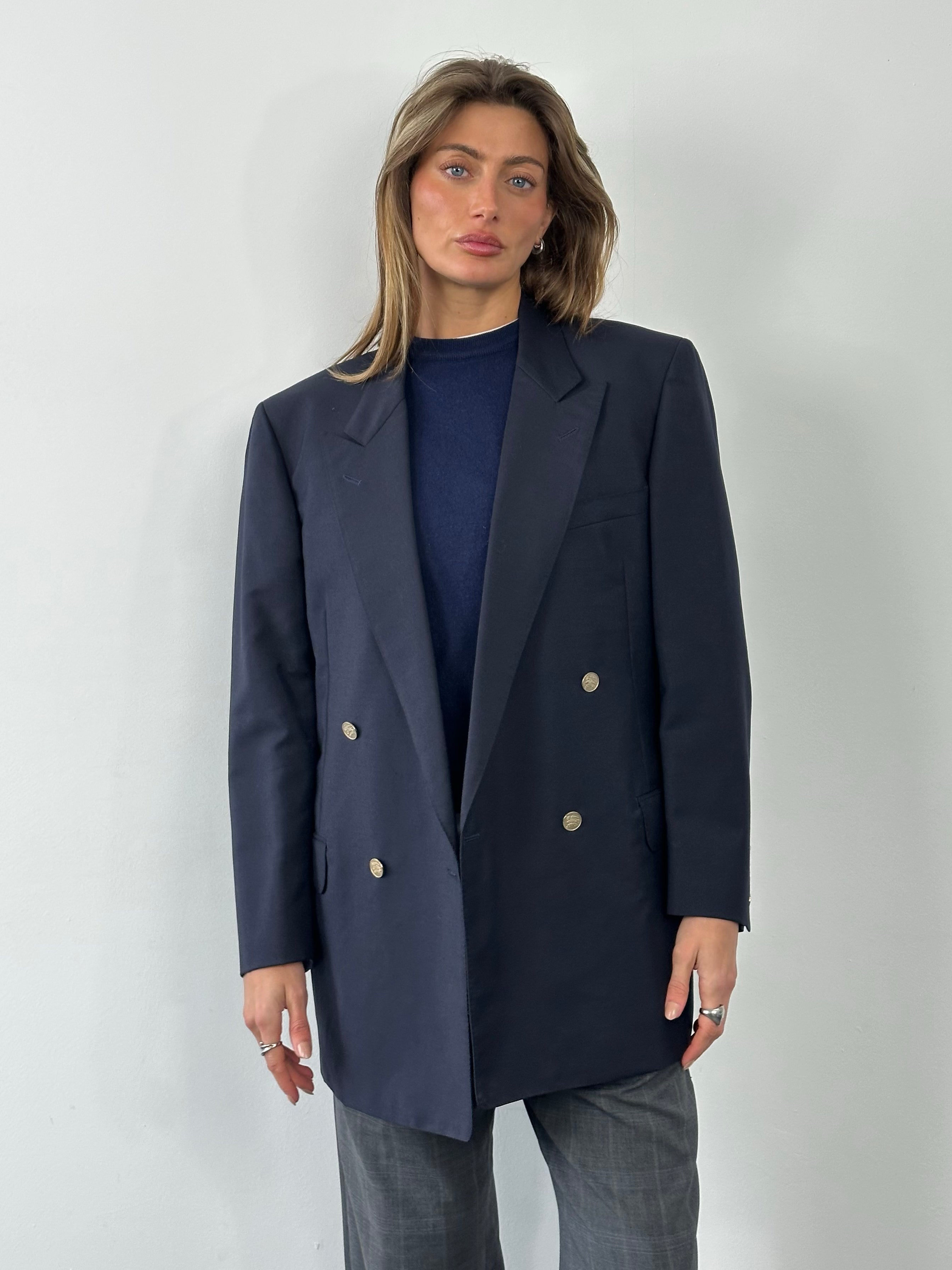 Burberry 1990s Bespoke Button Wool Mohair Double Breasted Blazer - 42S/XL