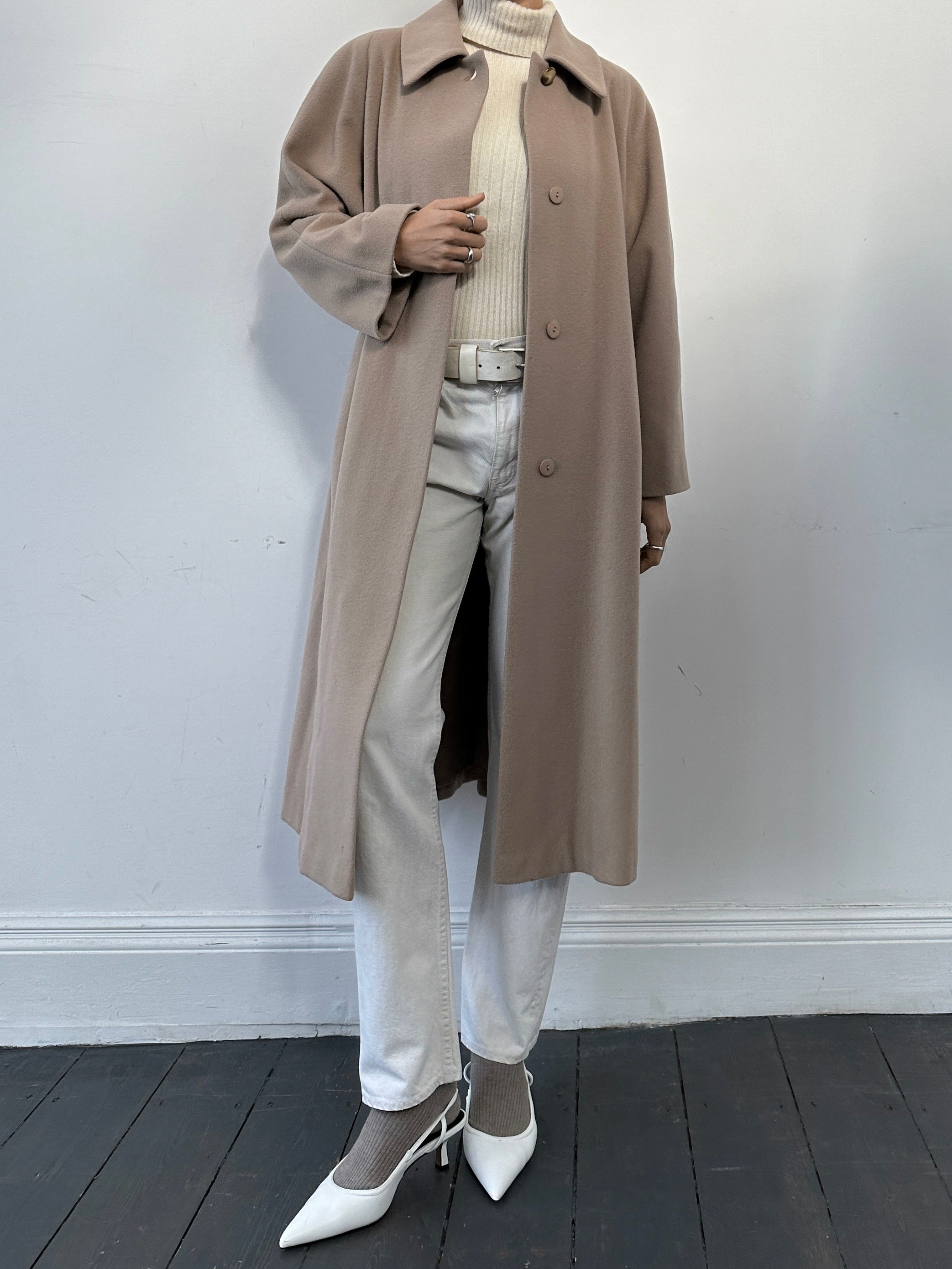 Vintage Wool Cashmere Concealed Placket Coat - M/L - SYLK