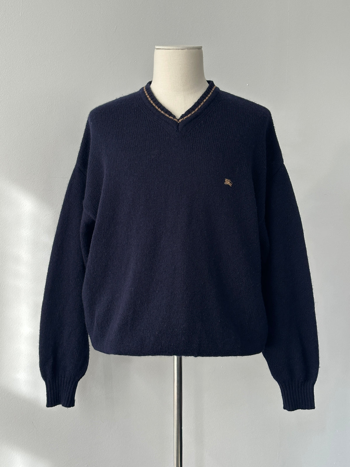 Burberry 1990s Pure Wool V Neck Jumper - XL