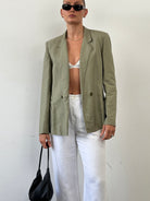 Vintage Linen Double Breasted Blazer - M - SYLK