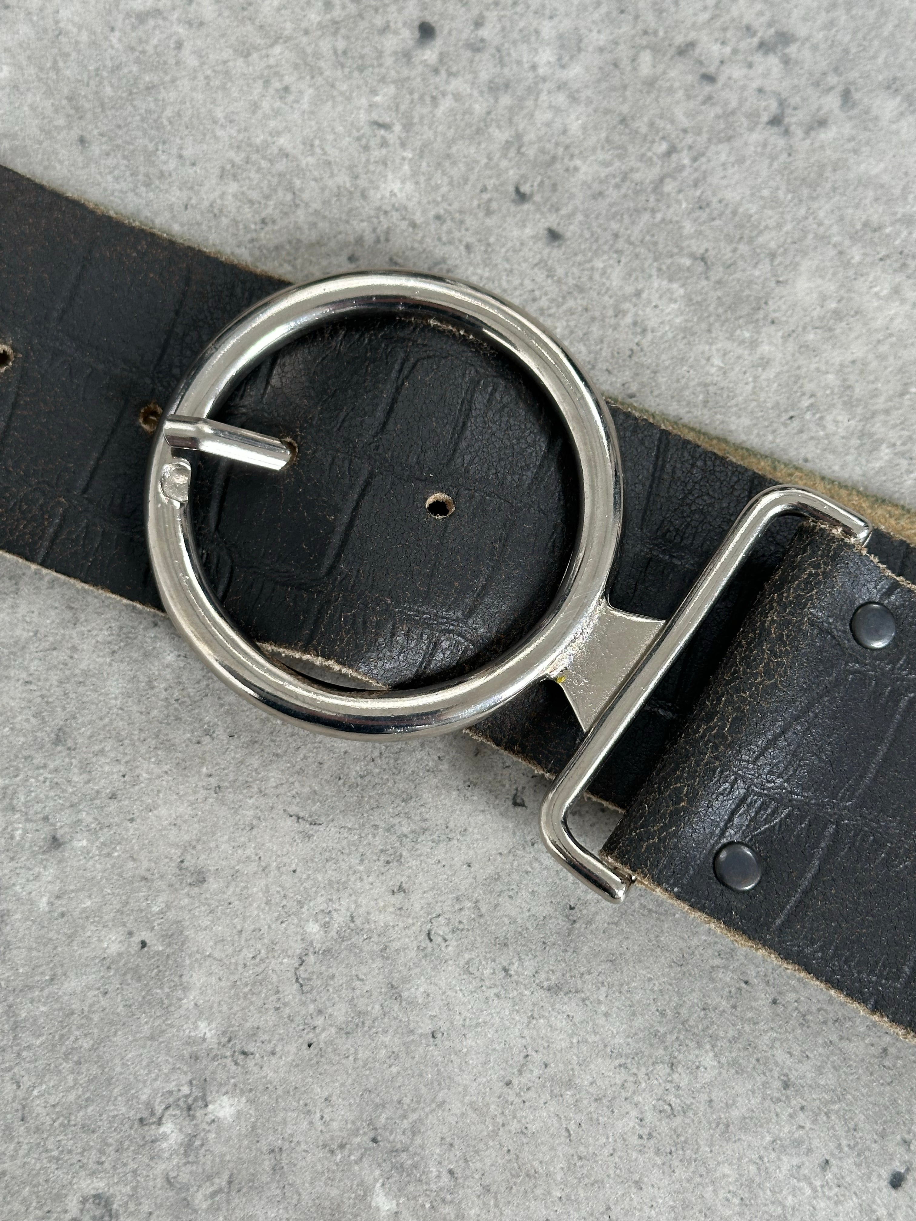 Vintage 1990s Leather Chunky Circular Belt - W34-38