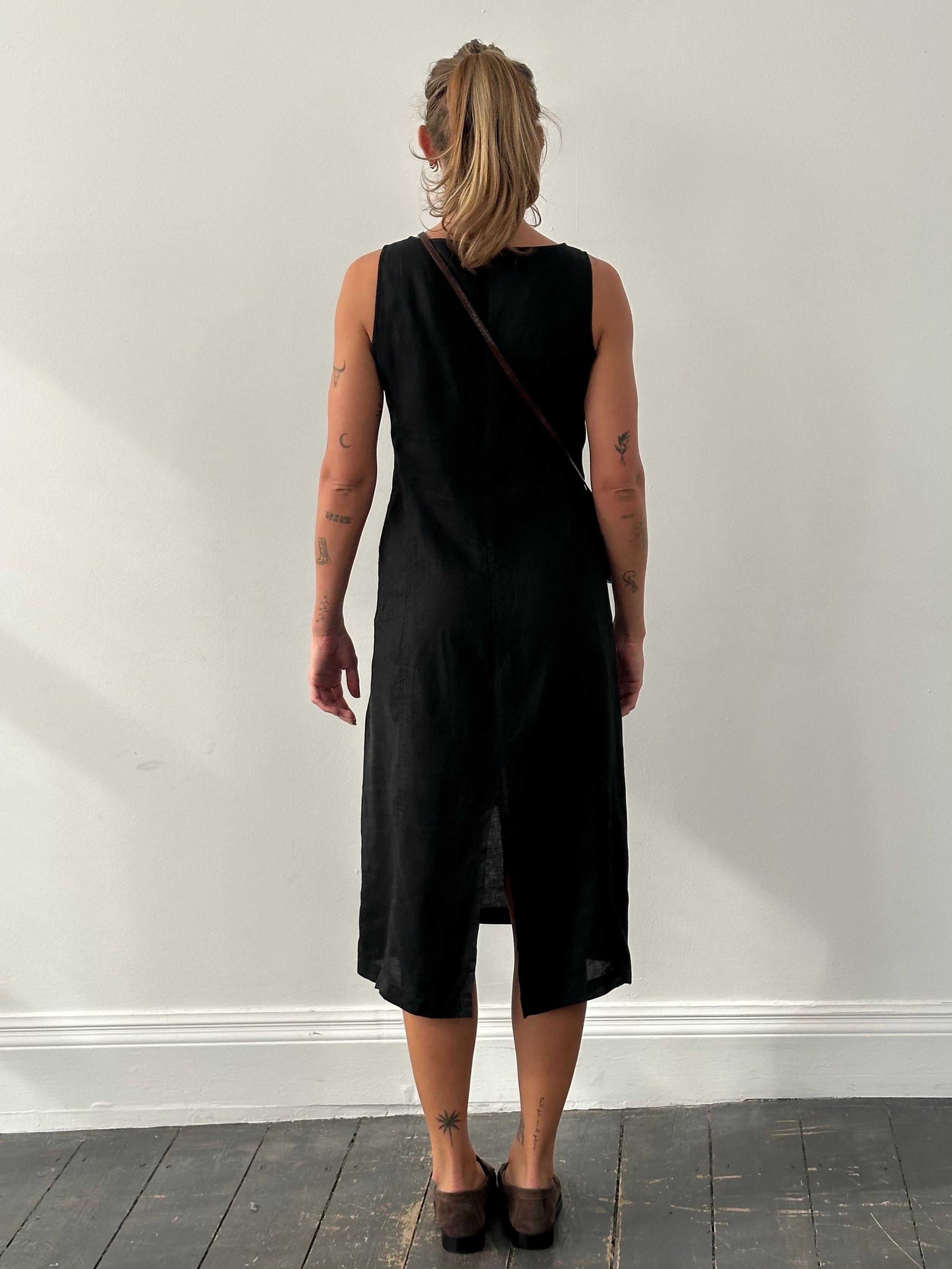 Armani Jeans 1990s Pure Linen Sleeveless Dress - M