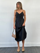 Vintage Satin Side Split Slip Dress - M - SYLK