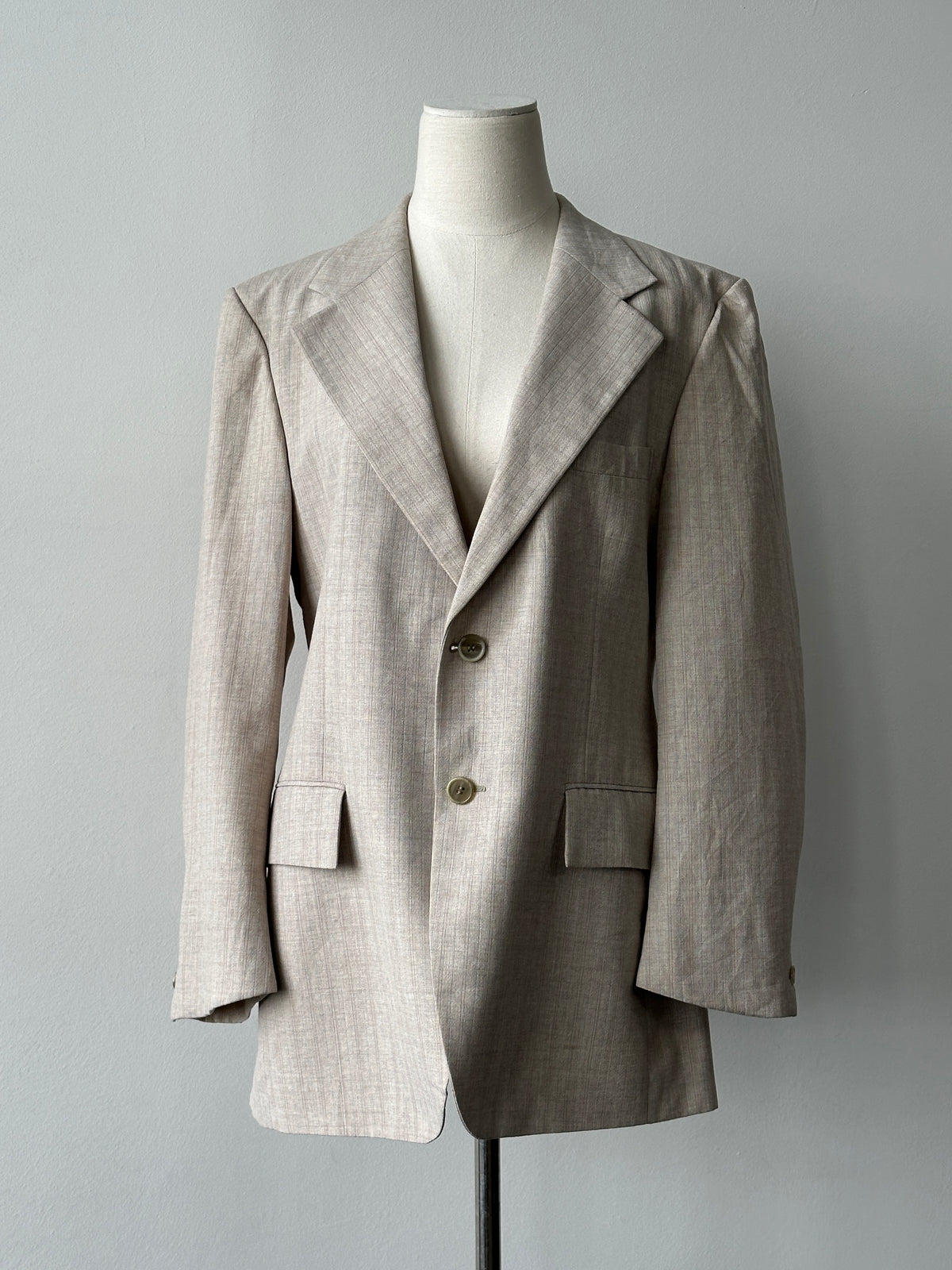 Yves Saint Laurent 1980s Wool Stripe Single Breasted Blazer - M