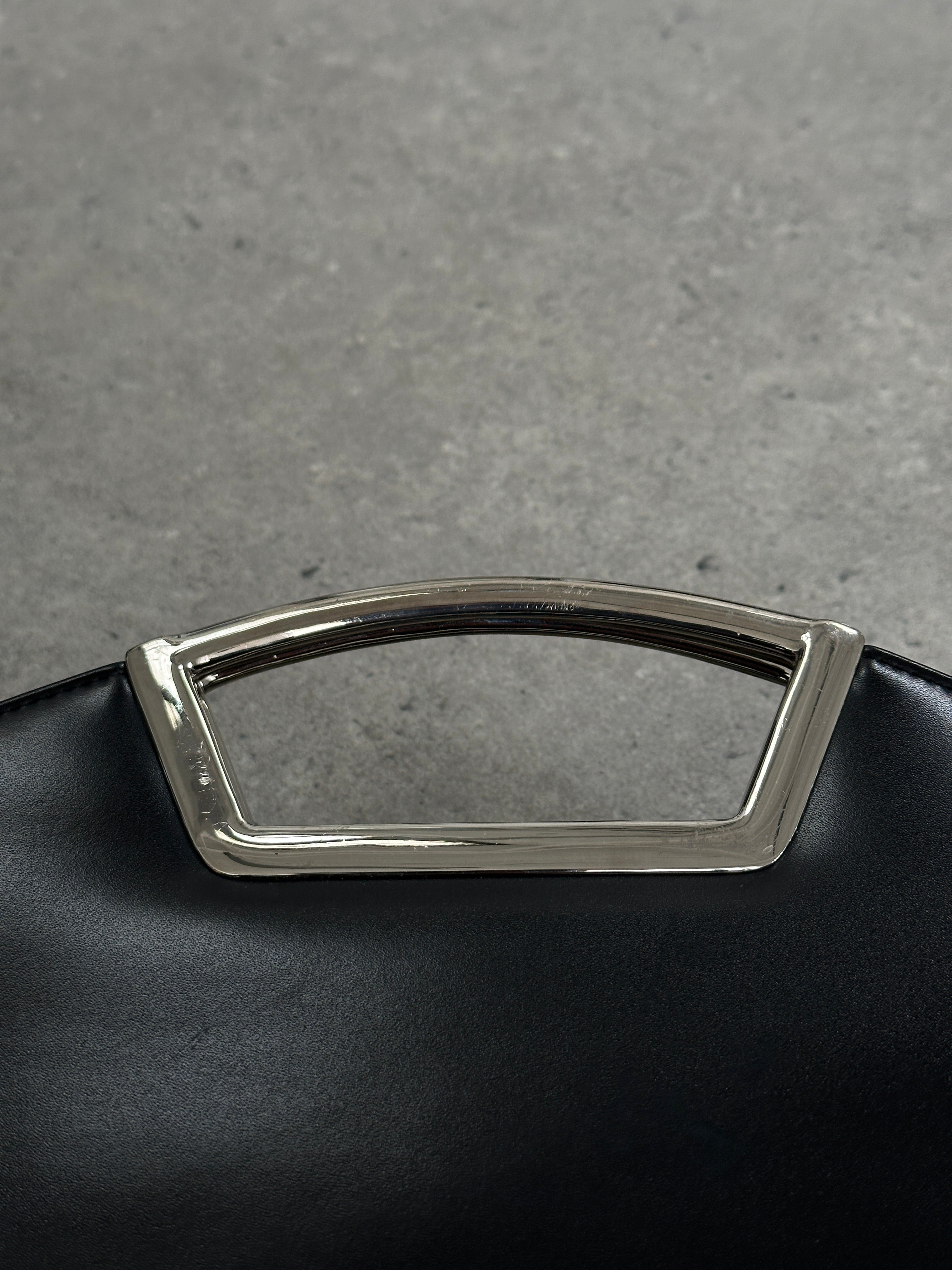 Vintage Leather Chrome Crossbody Clutch Bag - SYLK