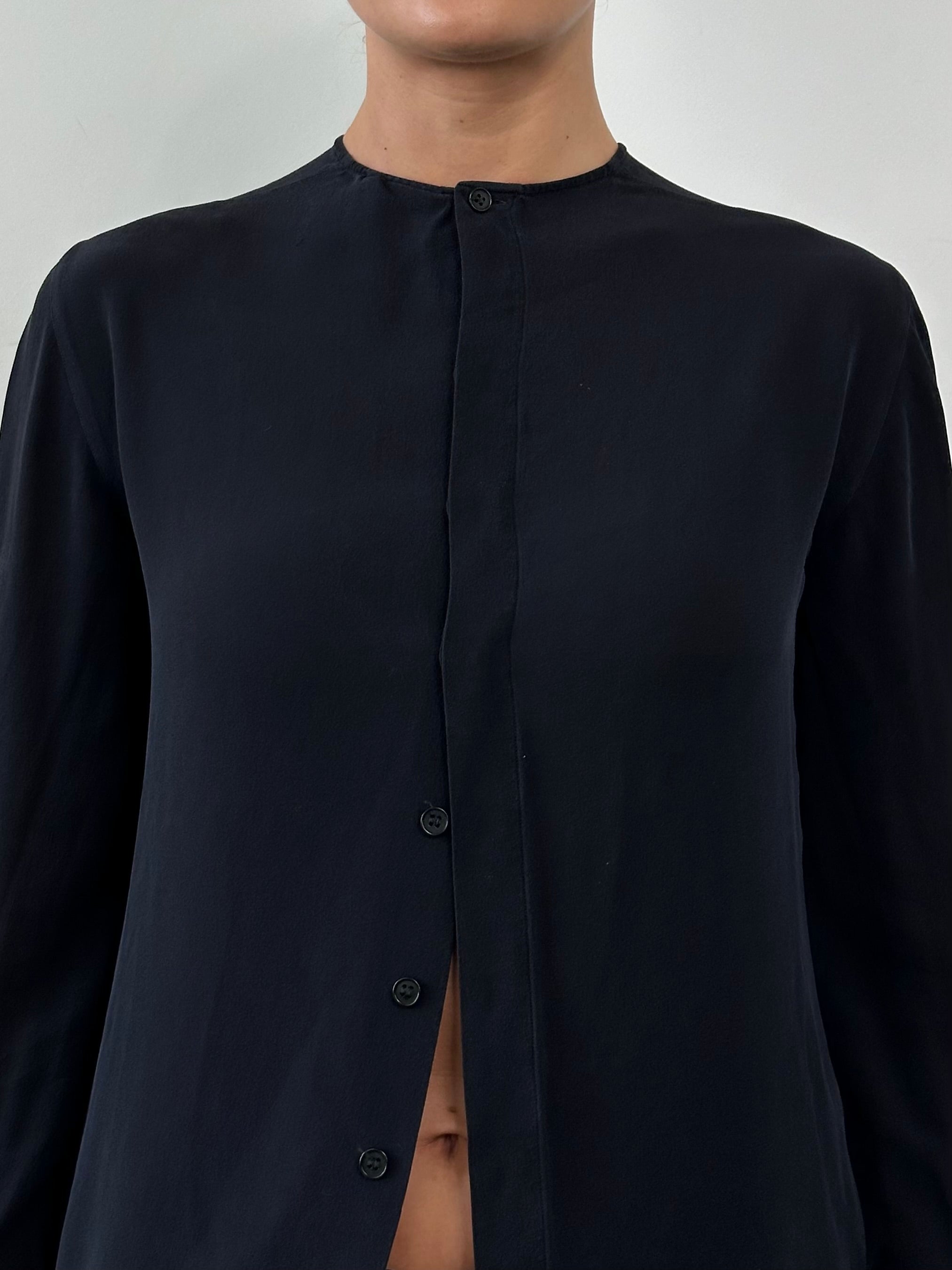 Giorgio Armani Black Label Silk Button Back Top - S - SYLK