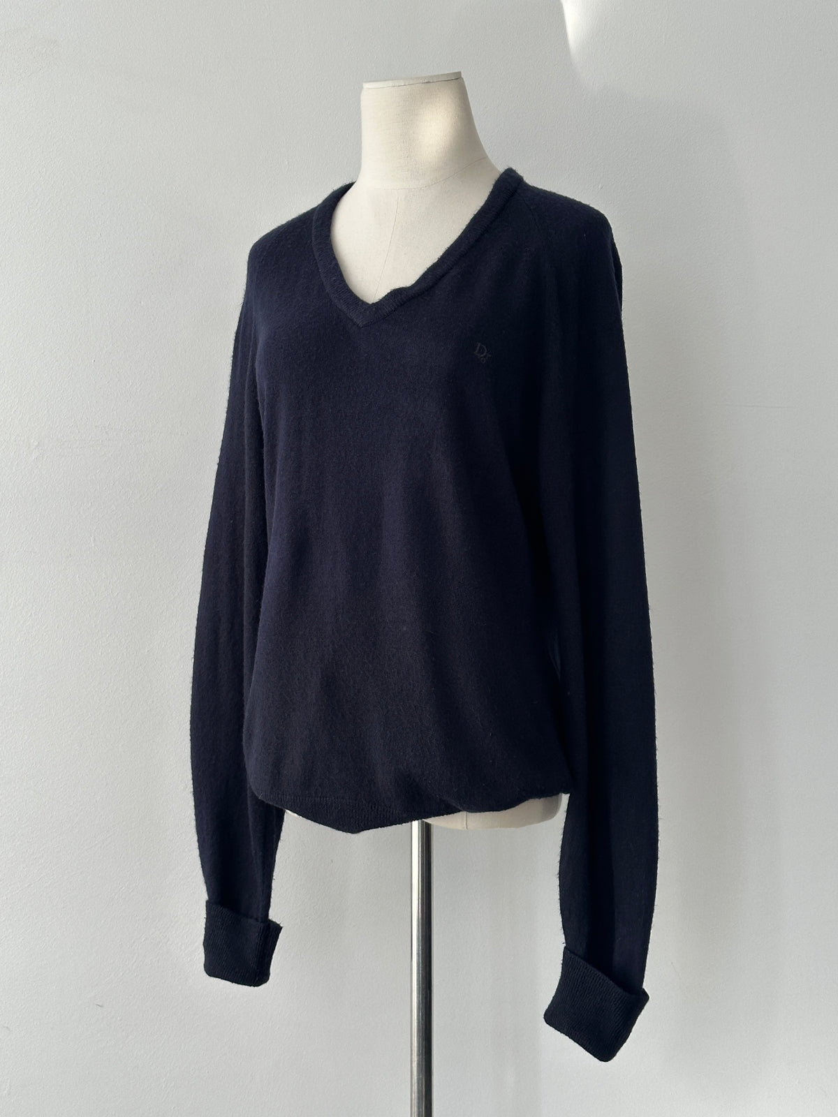 Christian Dior 1990s V Neck Logo Jumper - S-M