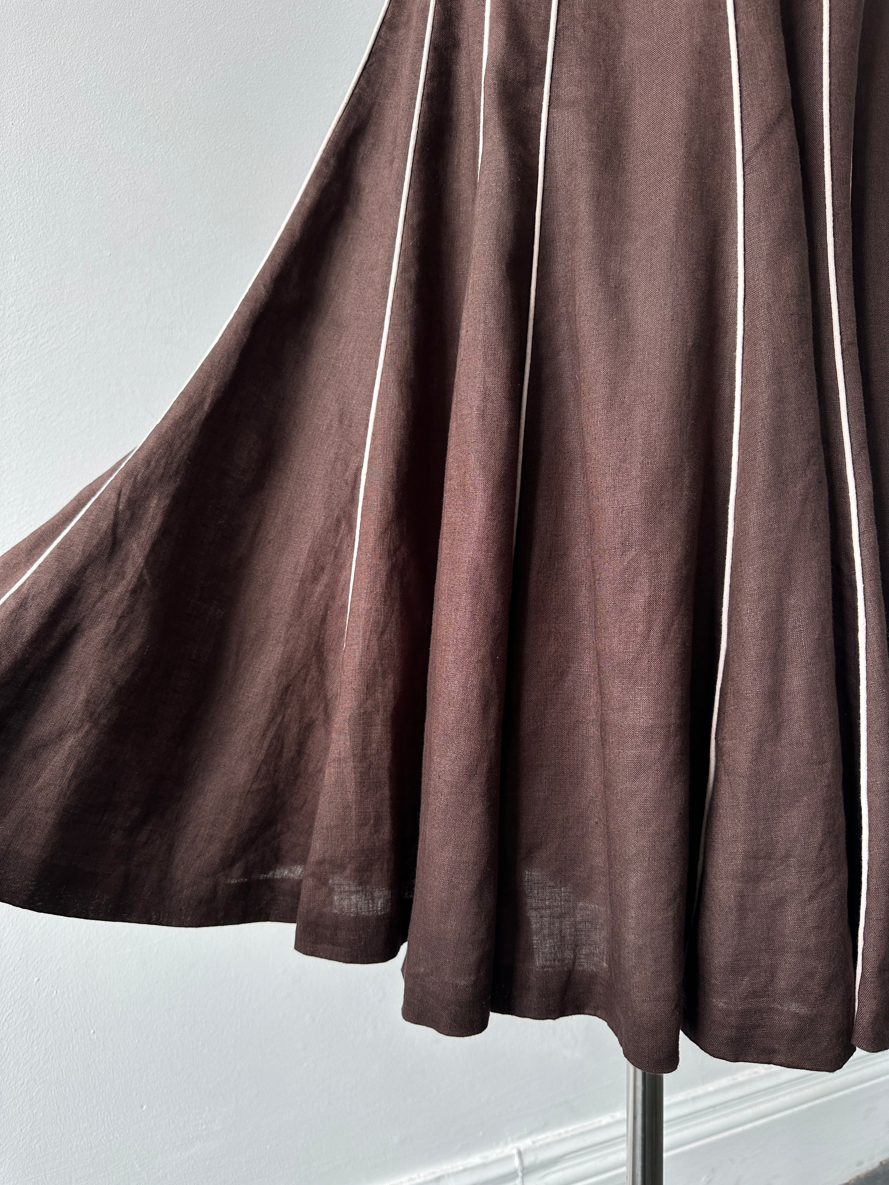 Vintage 1990s Pure Linen Striped Dress - M