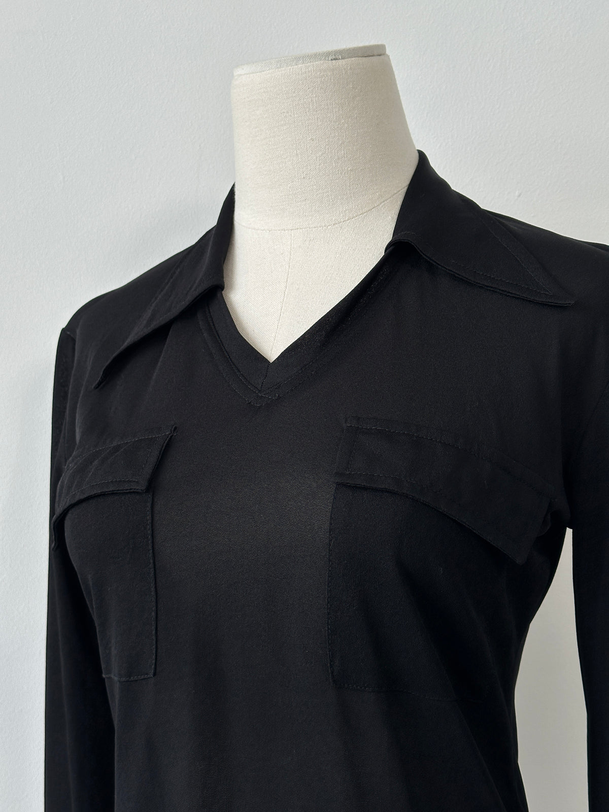 Vintage 2000s Semi Sheer Daggar Collar Top - S