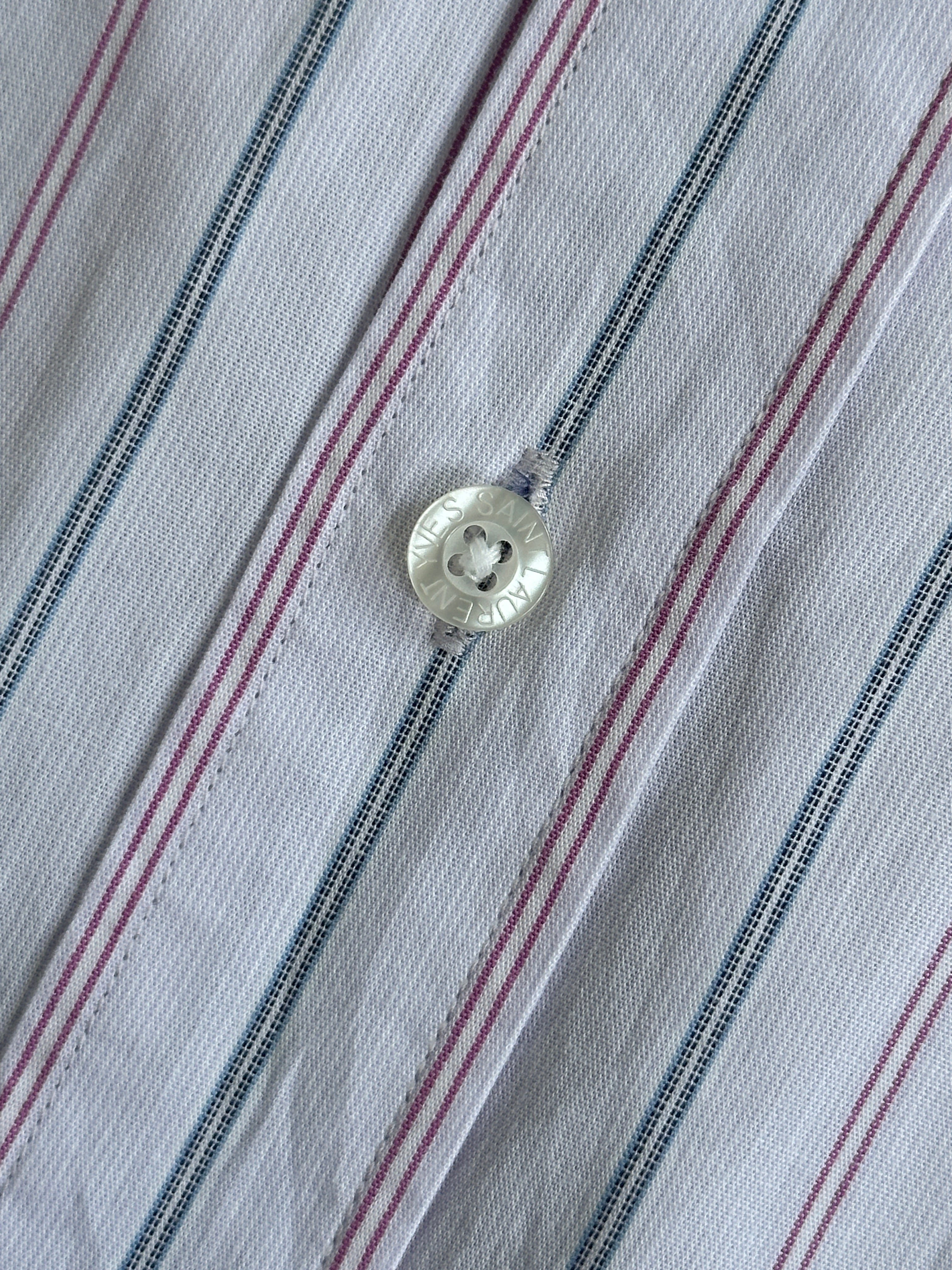 Yves Saint Laurent Pour Homme stripe pure cotton logo shirt in XL, featuring a classic striped design and brand logo on the chest.