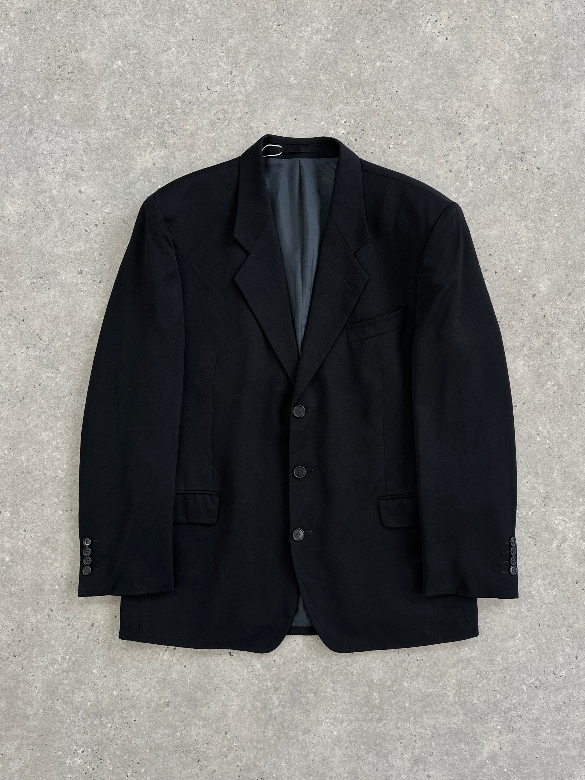 Yves Saint Laurent Pour Homme pure wool single-breasted blazer in size 42R/XL, tailored fit with classic lapel and button closure.