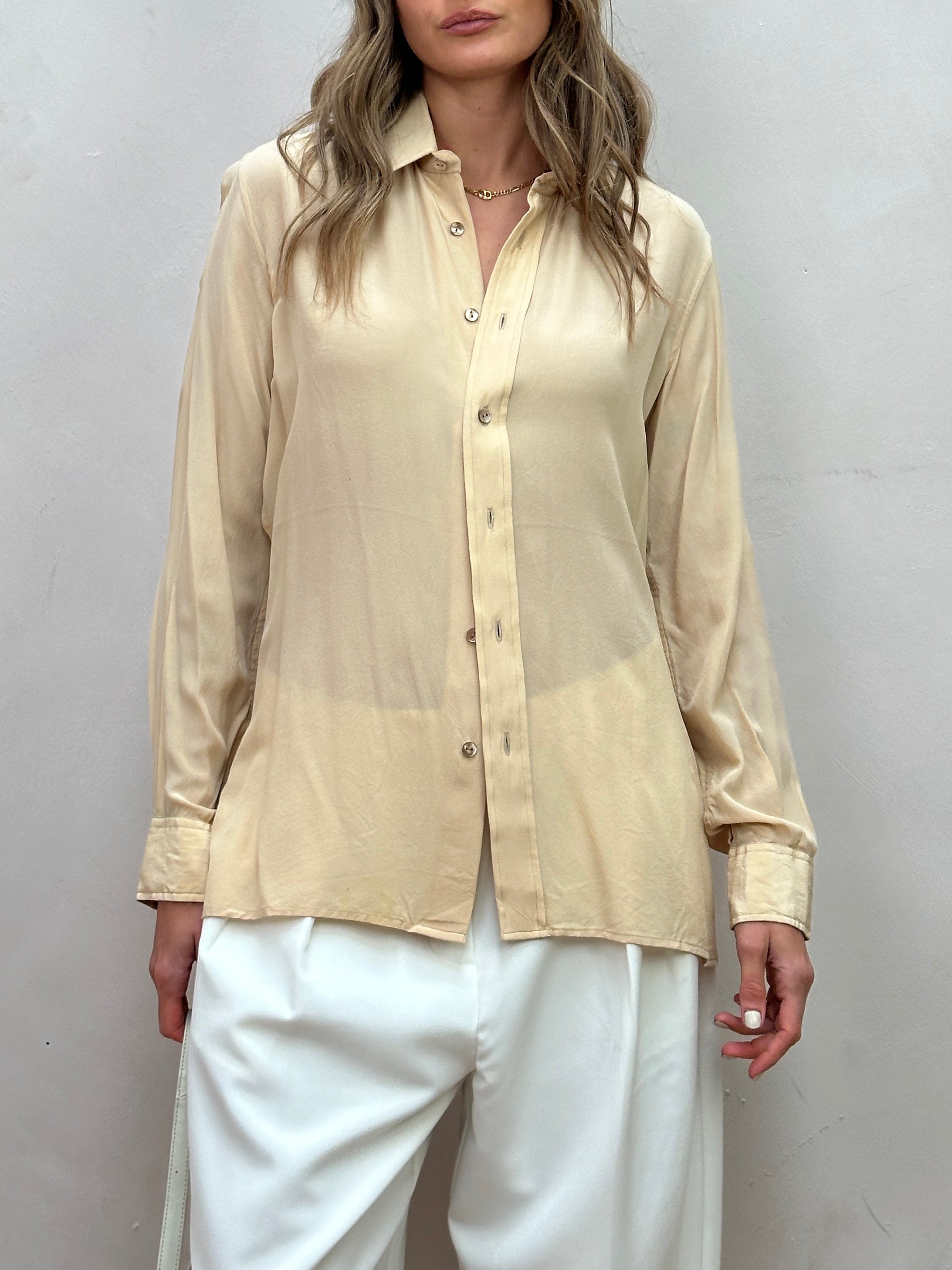 Vintage Silky Dagger Collar Shirt - M - SYLK