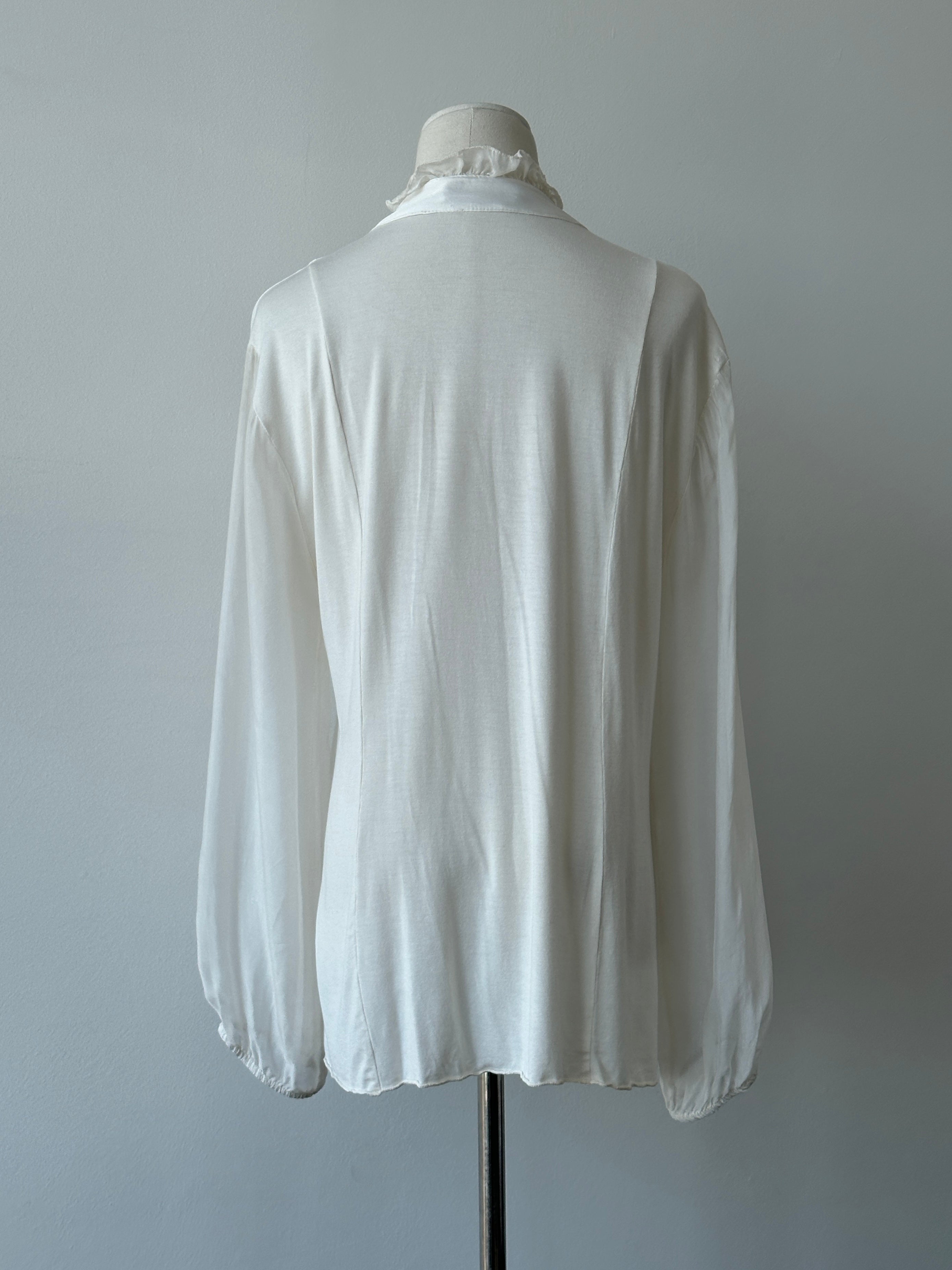 Italian Vintage 2000s Silk Ruffle Shirt - M