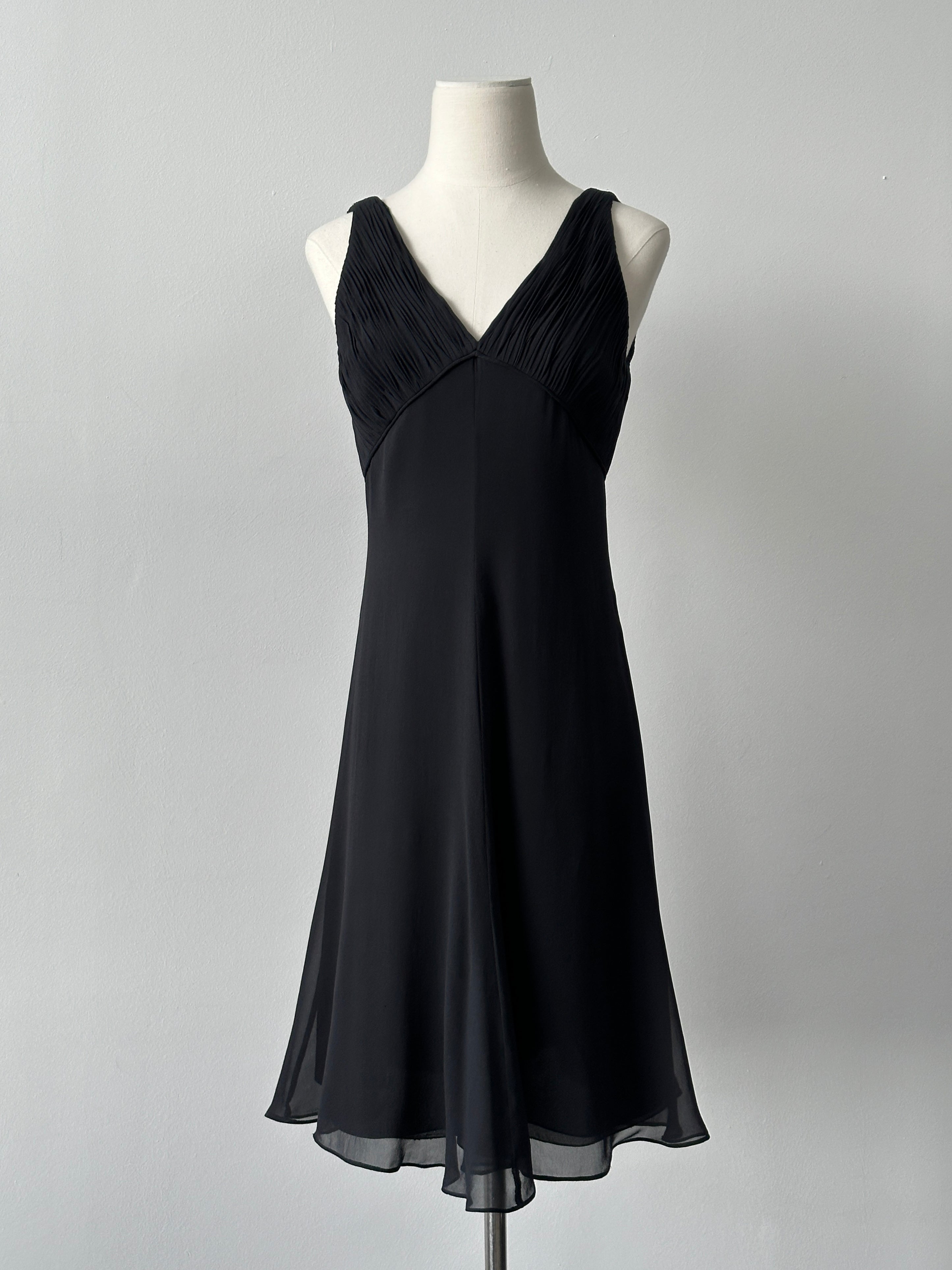 Armani Collezioni 2000s Pure Silk Pleated Midi Dress -