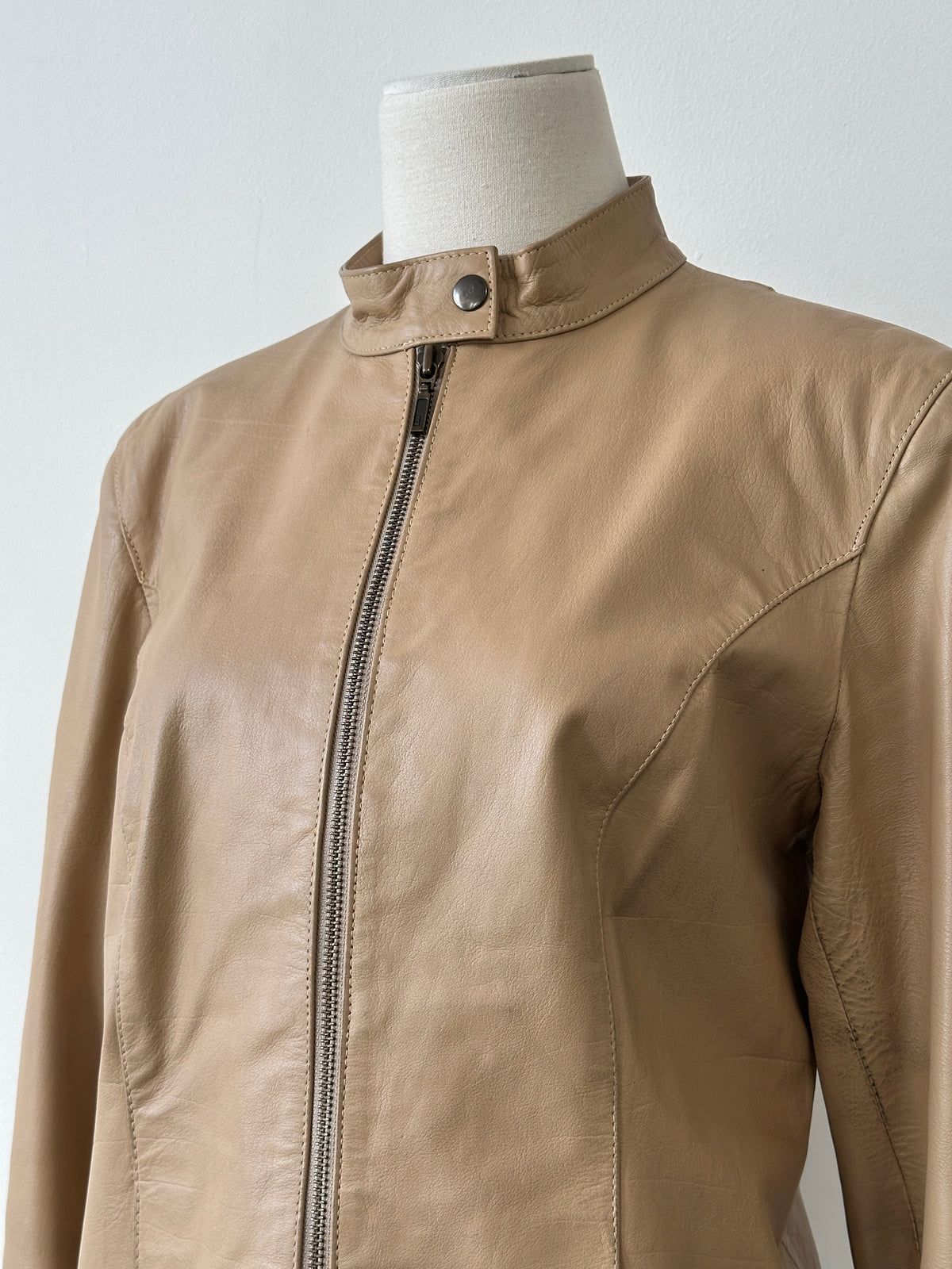 Vintage 1990s Fitted Moto Leather Jacket - S-M