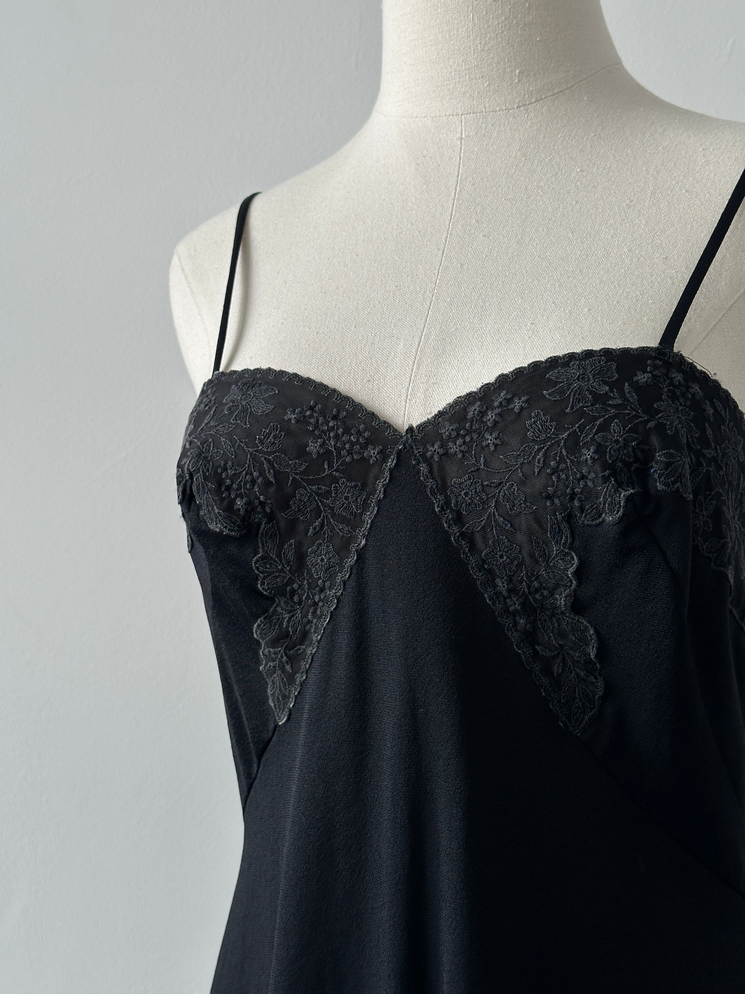 Vintage 1990s Lace Satin Mini Slip Dress - S