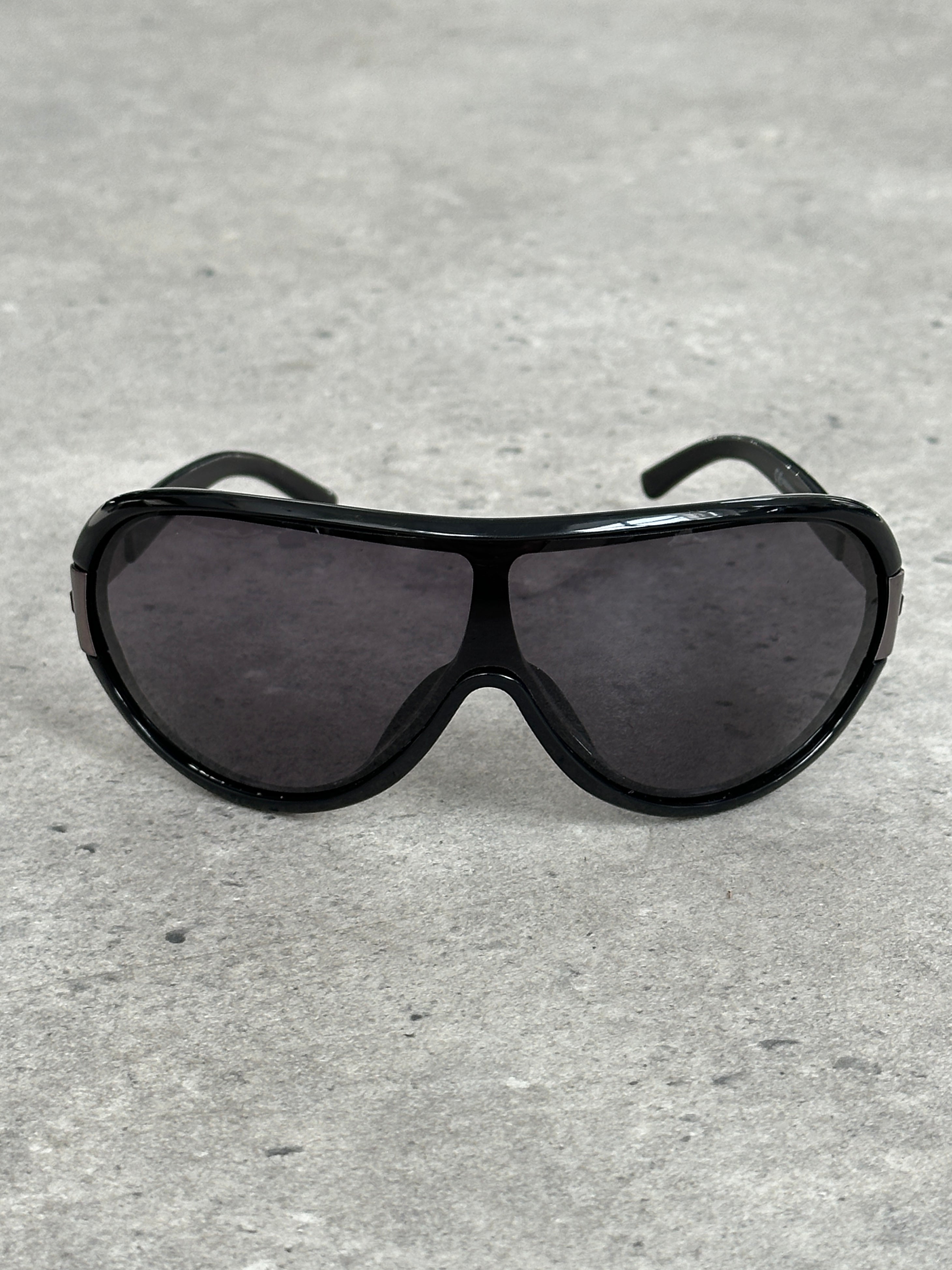 Valentino 2000s Crystal Bar Shield Logo Sunglasses