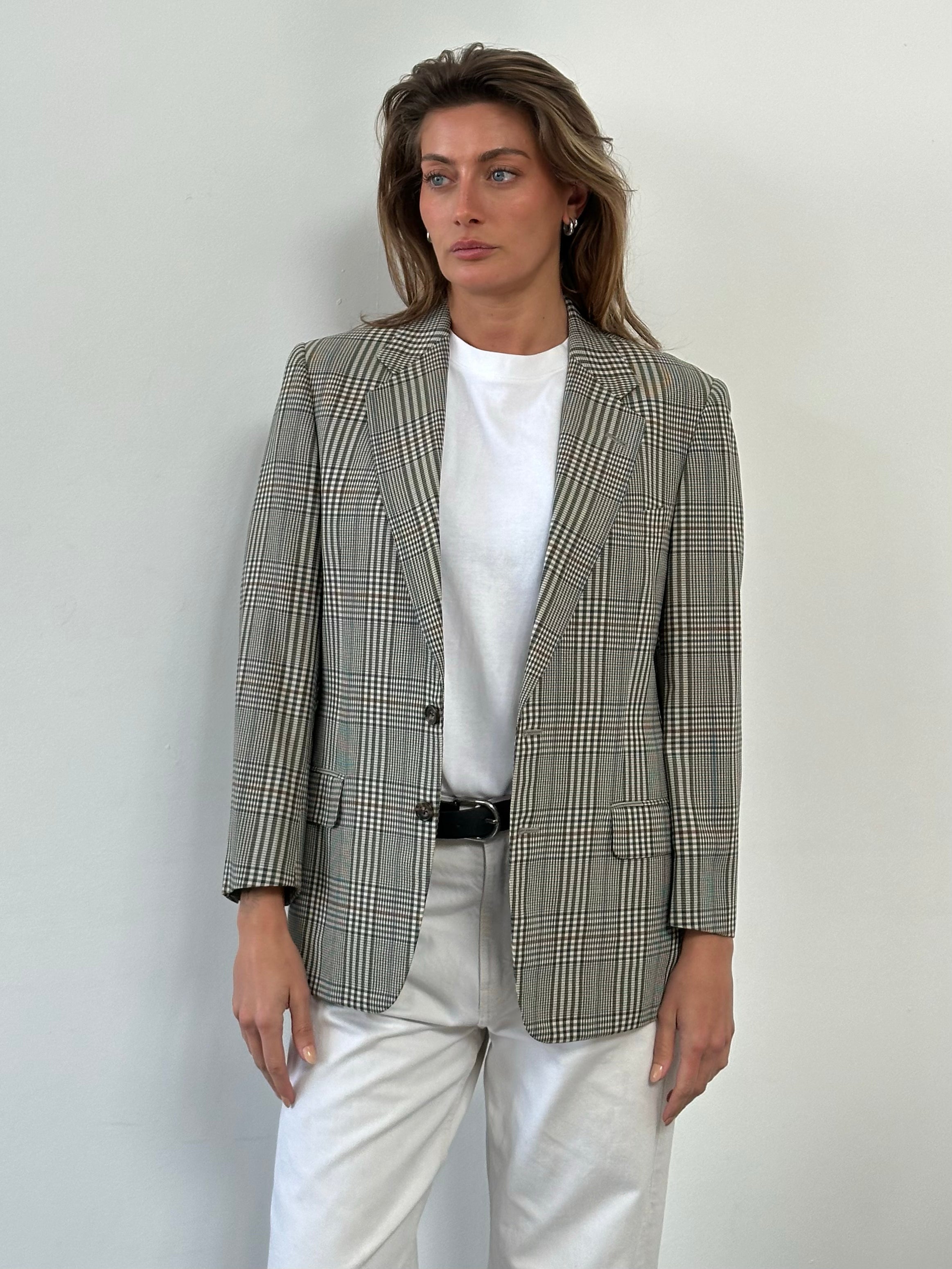 Burberry 1990s Check Single Breasted Blazer - S