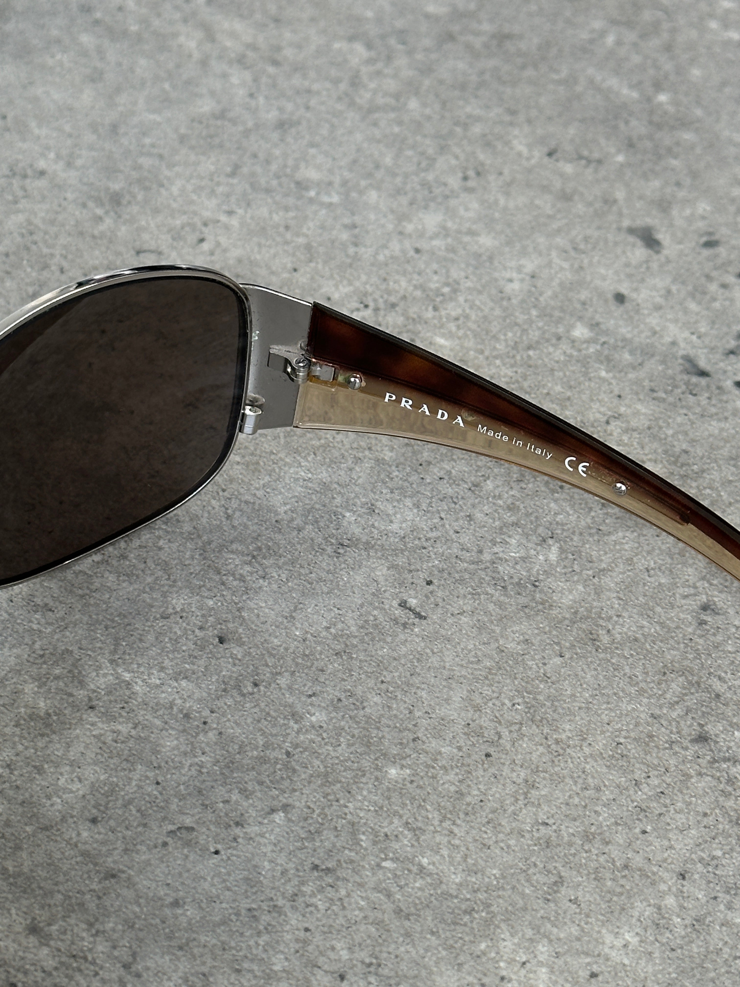Prada 1990s Aviator Shield Logo Sunglasses