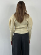 Vintage 1980s Wool Puff Sleeve Knitted Cardigan - SYLK