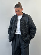 Vintage 1980s Wool Print Knit Bomber Jacket - XL - SYLK