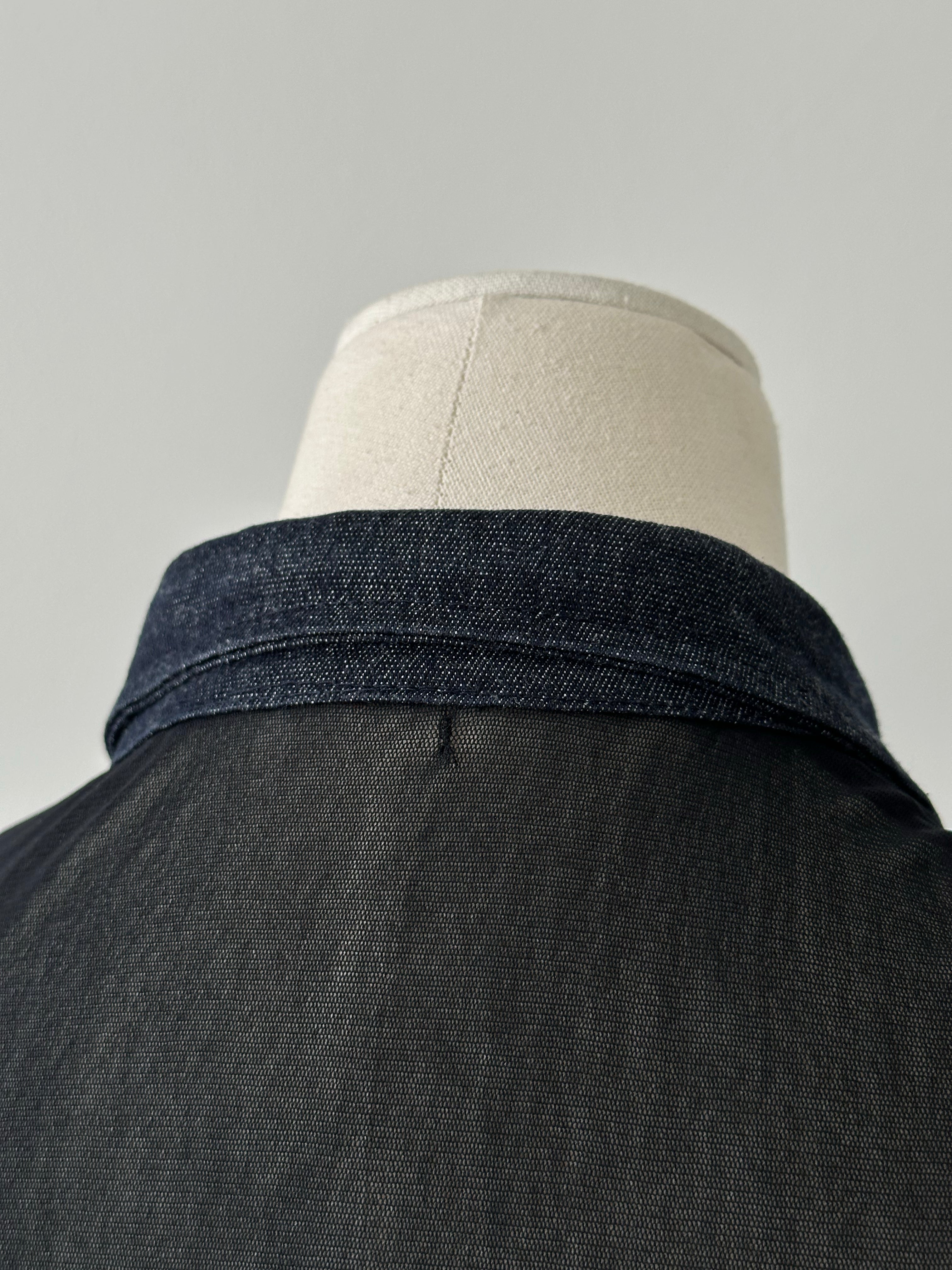 Vintage 1990s Denim Fitted Sheer Shirt - XS-S