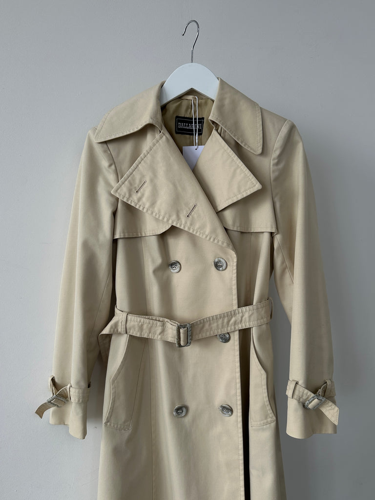 Vintage Cotton Double Breasted Belted Trench Coat - XS - SYLK
