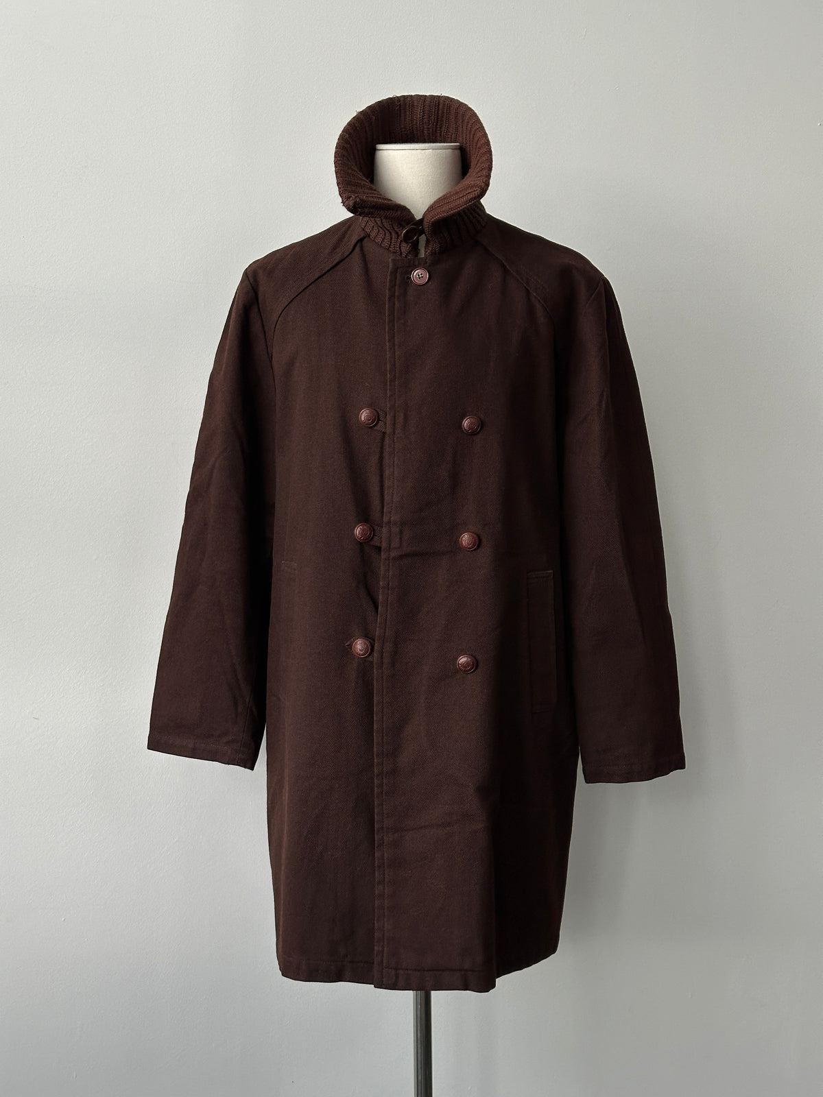 Armani Jeans 2000s Wool Funnel Neck Double Breasted Coat - L