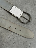 Vintage 1990s Chrome Chunky Leather Belt - W27-34 - SYLK