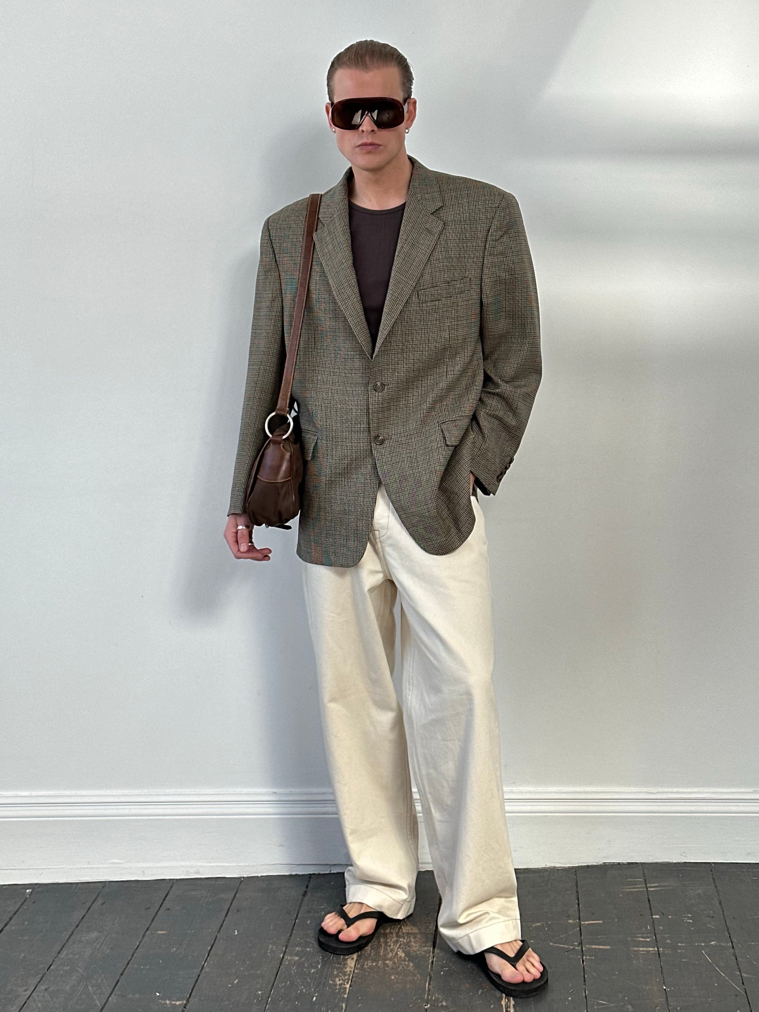 Ralph Lauren 1990s Pure Wool Houndstooth Blazer - 44R