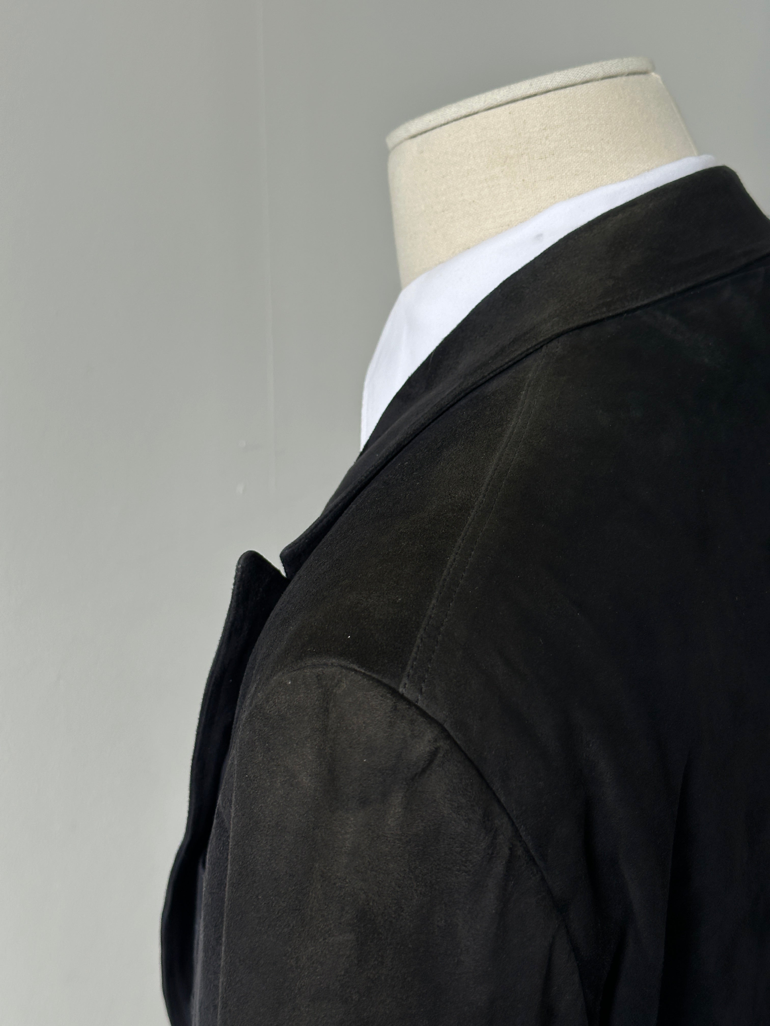 Gianni Versace 1990s suede double-breasted leather jacket in XL, stylish vintage men's fashion with classic design details.