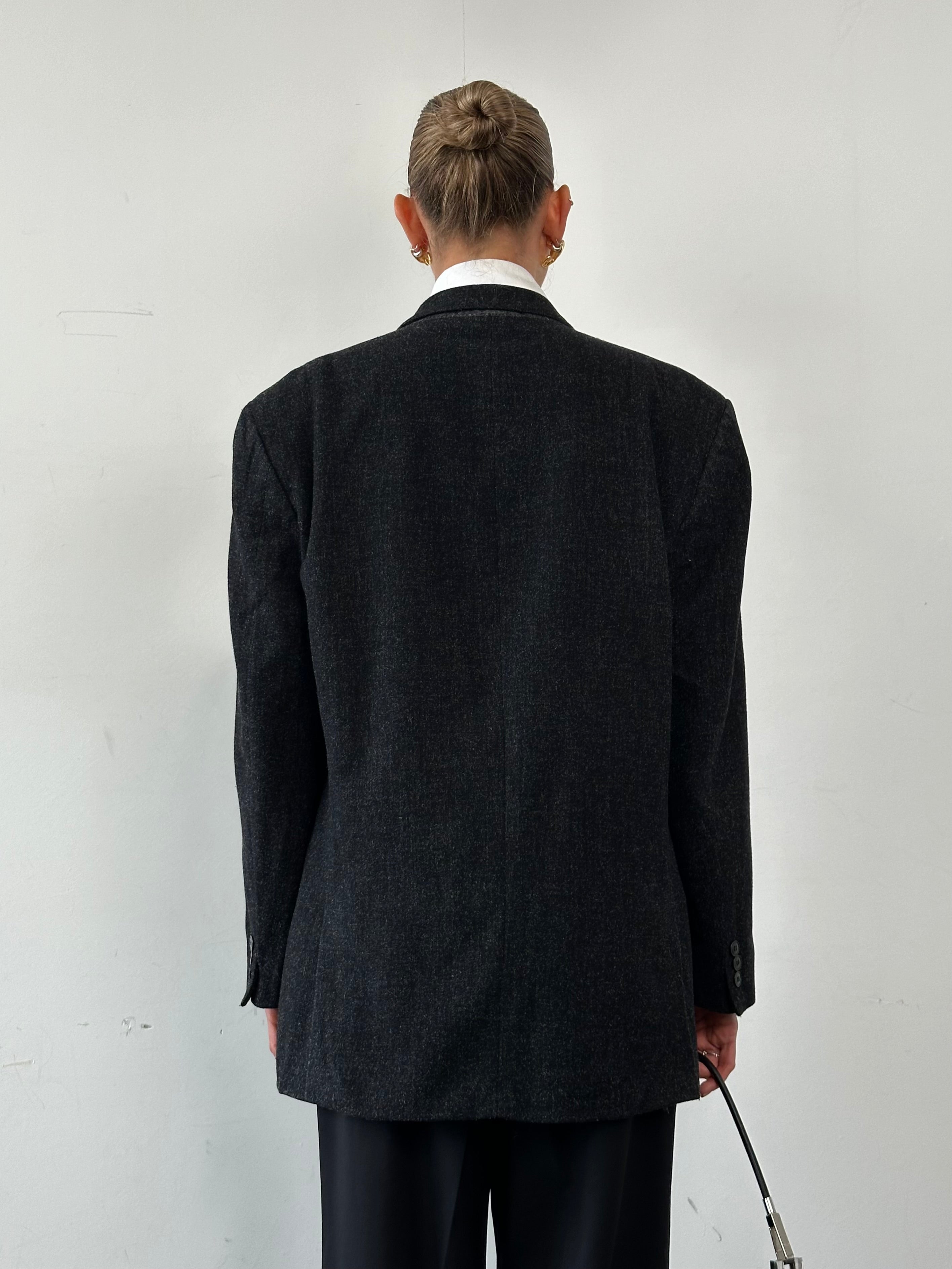 Yves Saint Laurent Pour Homme brushed wool blazer in size L/XL, tailored fit with classic lapel and stylish design.