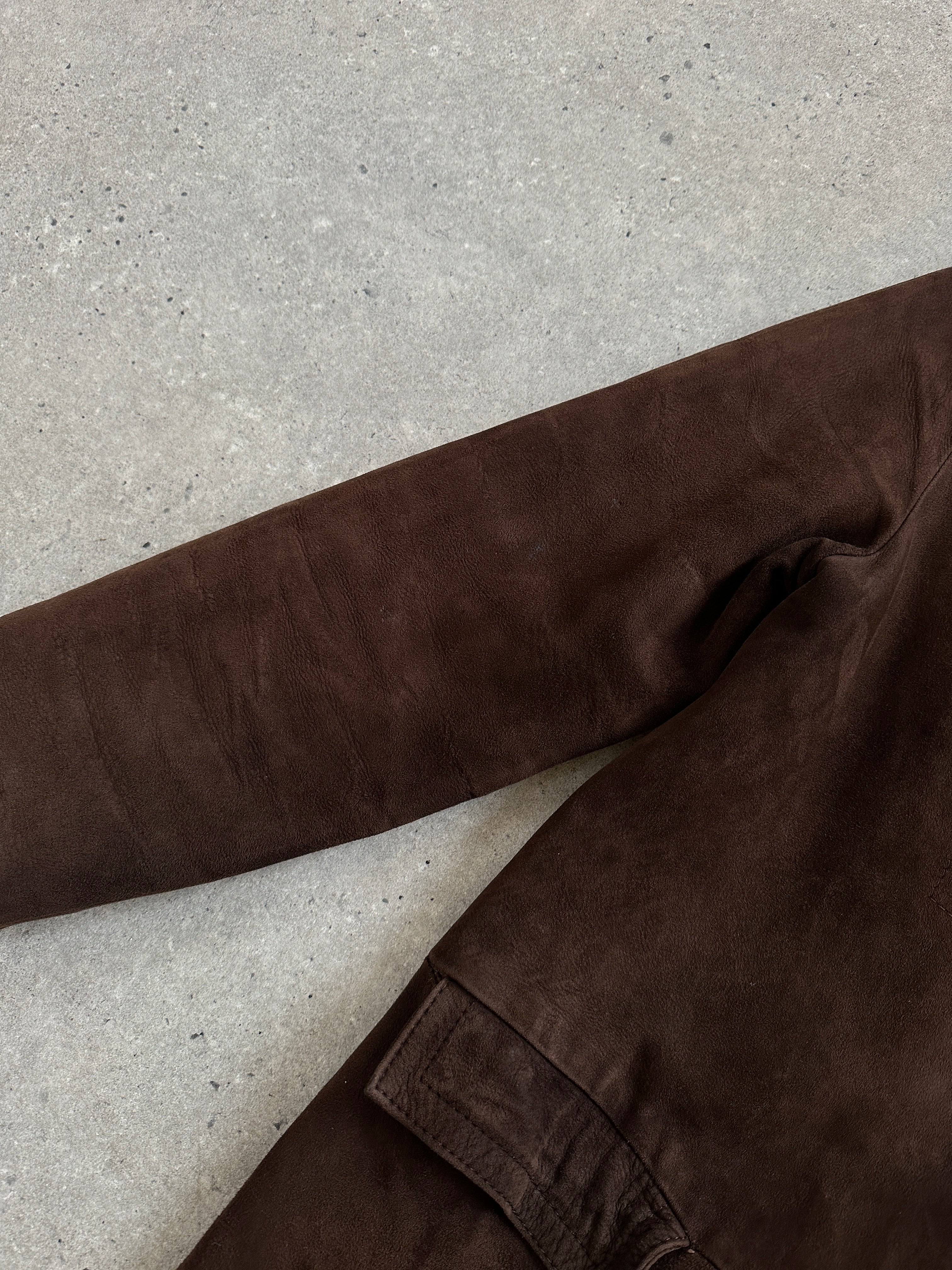Pierre Balmain 1980s alligator suede trench coat jacket in size S/M, featuring a classic design and luxurious texture.