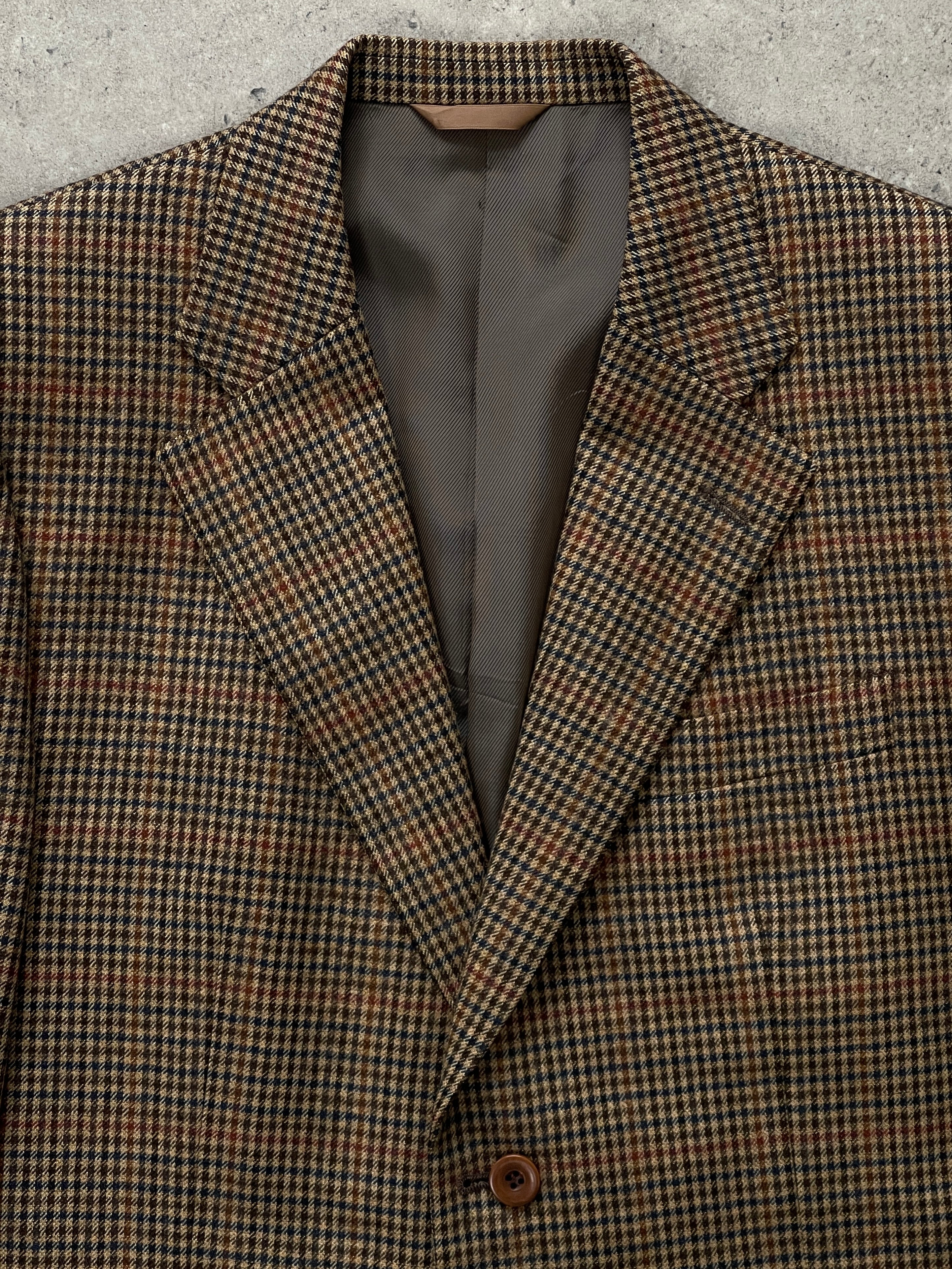 Loro Piana Loyal London 1990s pure wool check blazer in size 36R/S, tailored fit with classic pattern and structured lapels.