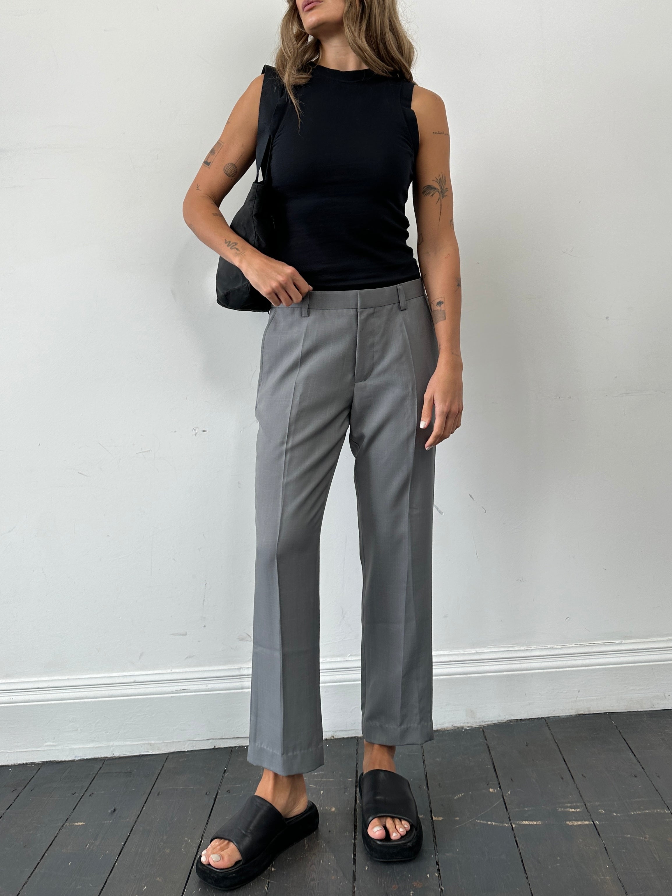 Vintage Silk Linen Tapered Leg Tailored Trousers - W32 - SYLK