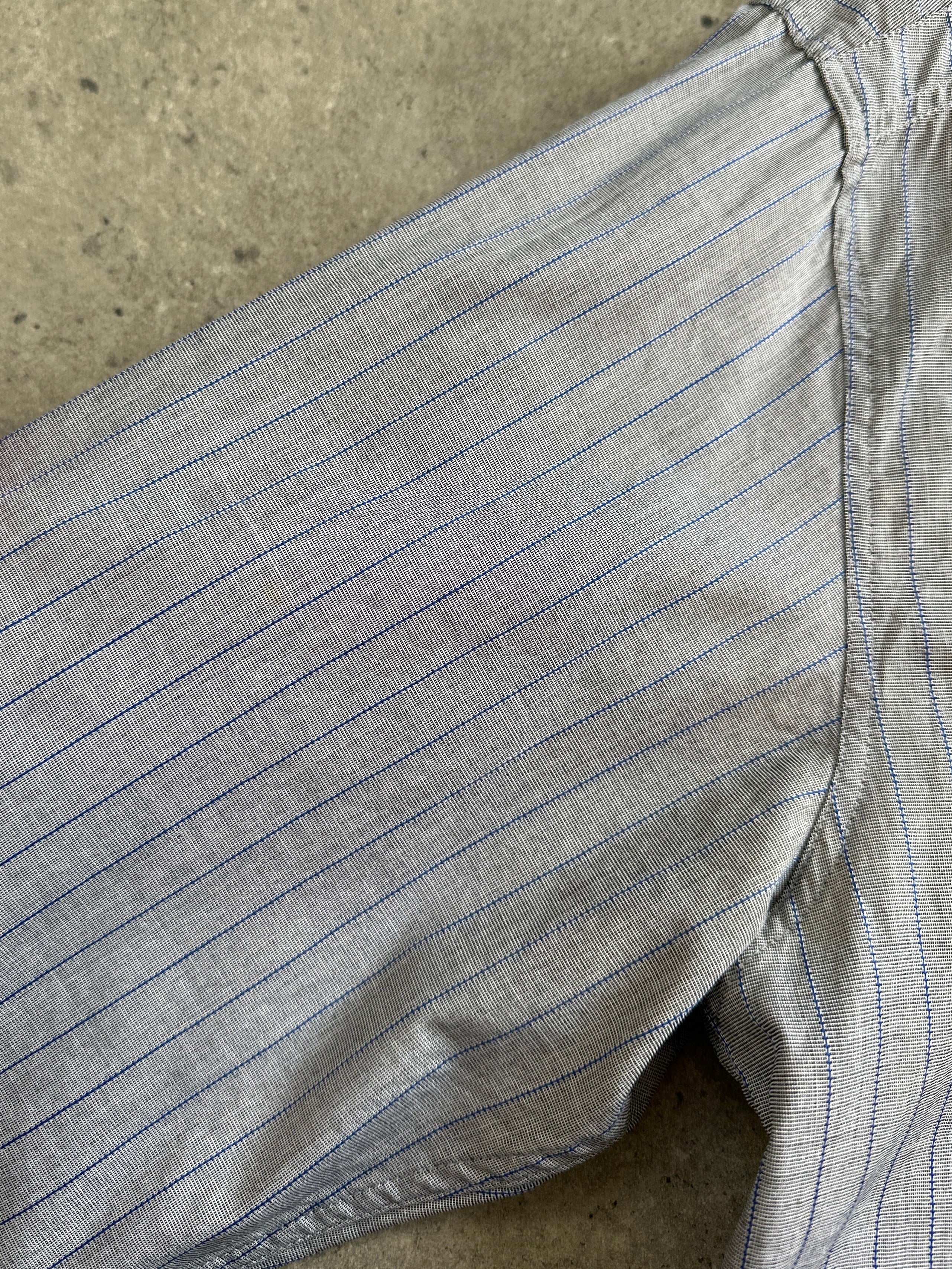 Versace Versus 90s bespoke cotton shirt with button stripe design, long sleeve, size L, featuring classic high-quality craftsmanship.