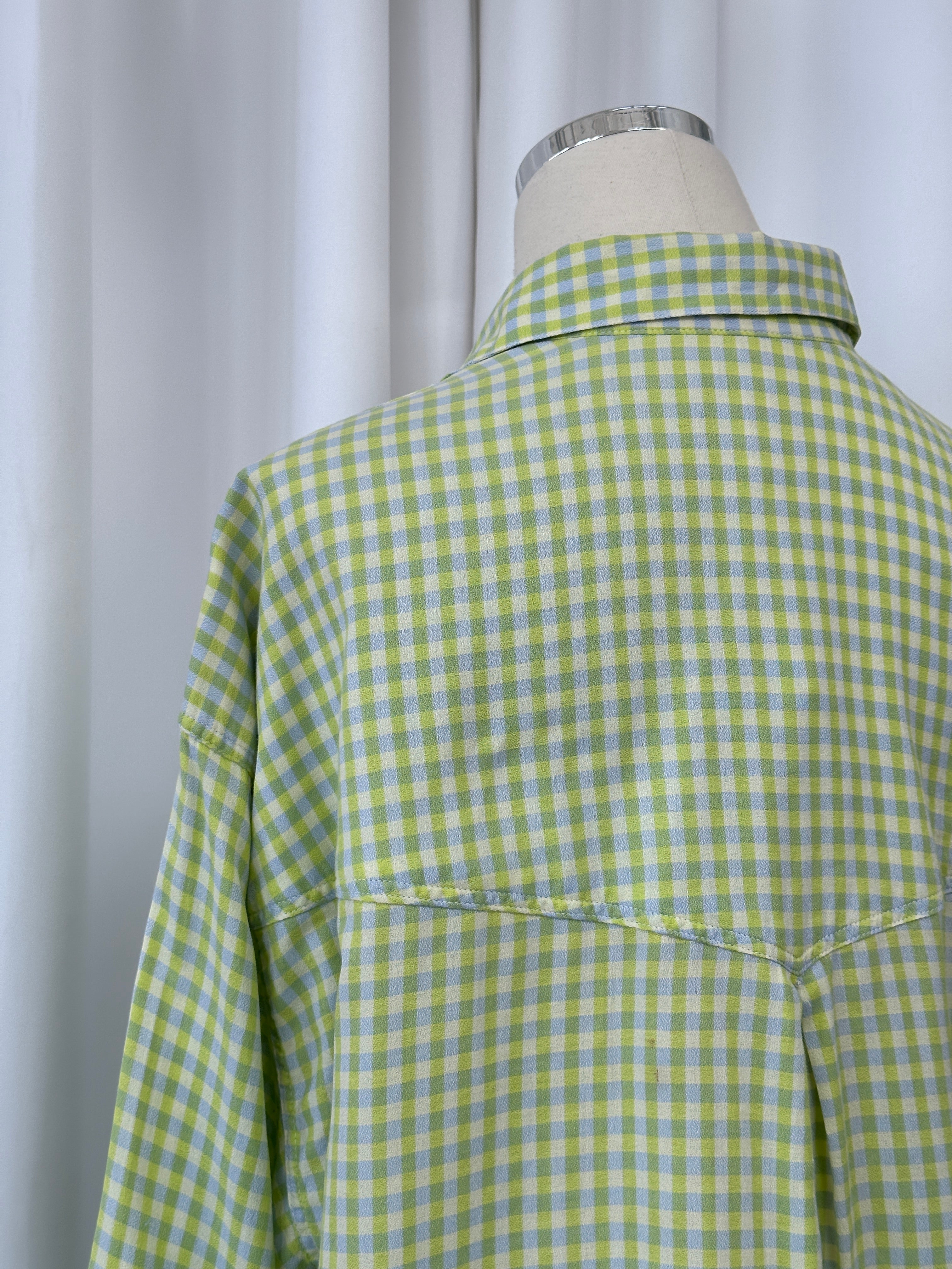 Versace Jeans Couture 1990s check cotton shirt in size L/XL, featuring bold pattern and classic button-up design.