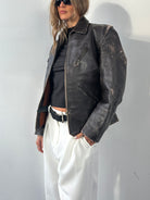 Vintage Distressed Leather Jacket - S/M - SYLK