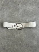 Vintage 1990s Chrome Chunky Leather Belt - W27-34 - SYLK