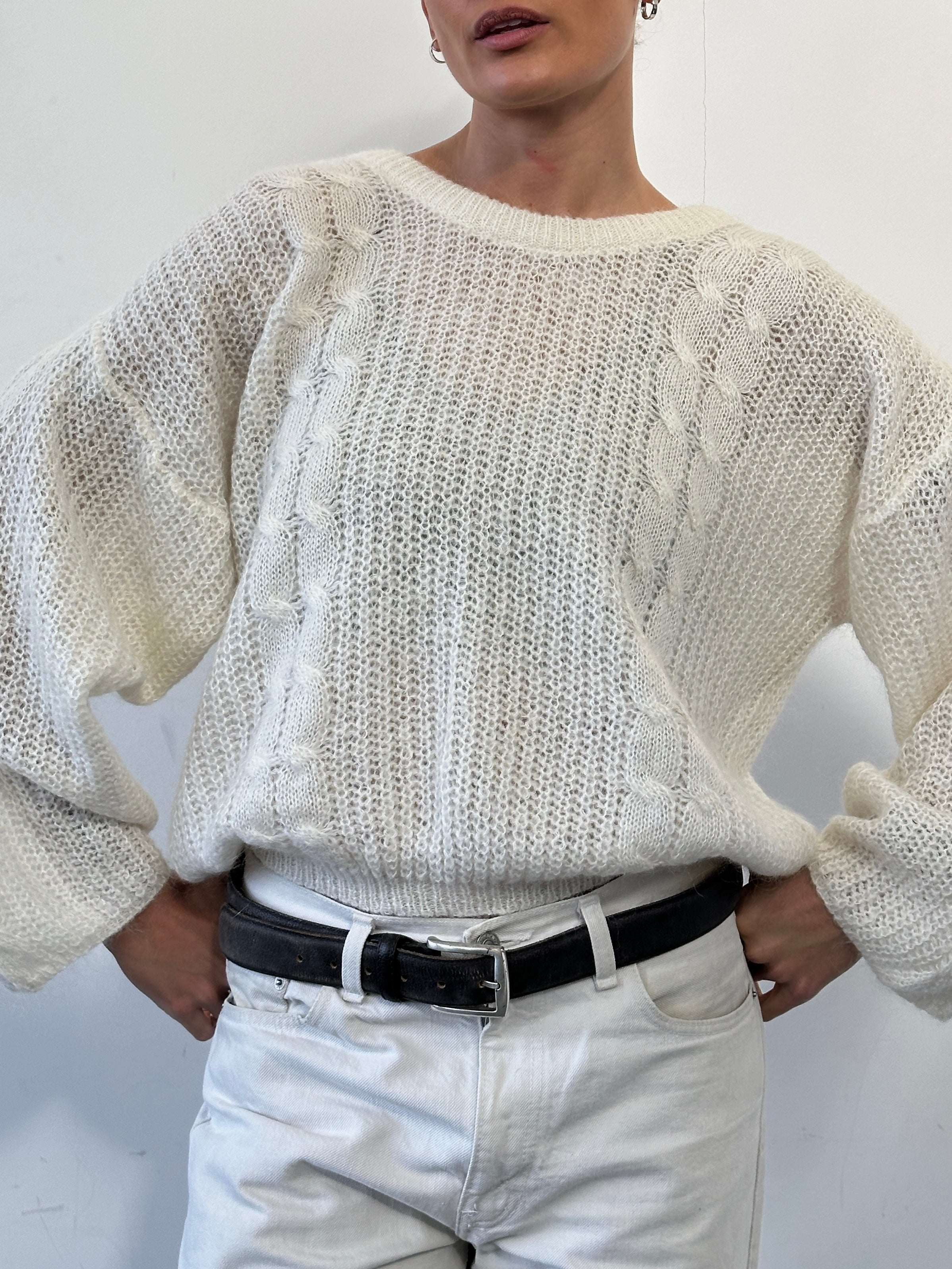 Vintage Mohair Open Knit Jumper - M - SYLK