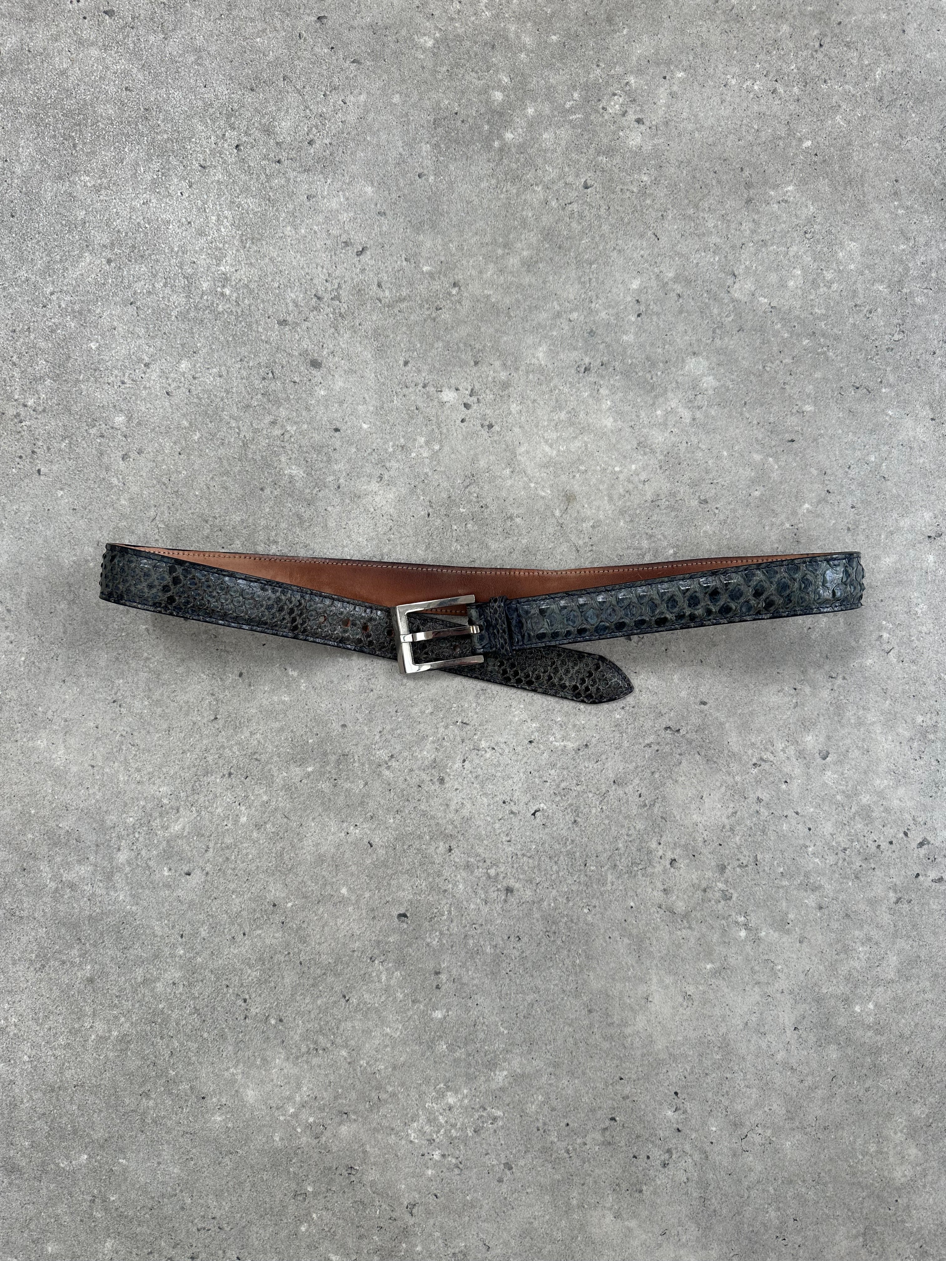 Vintage 1990s Python Leather Belt - W31-34 - SYLK