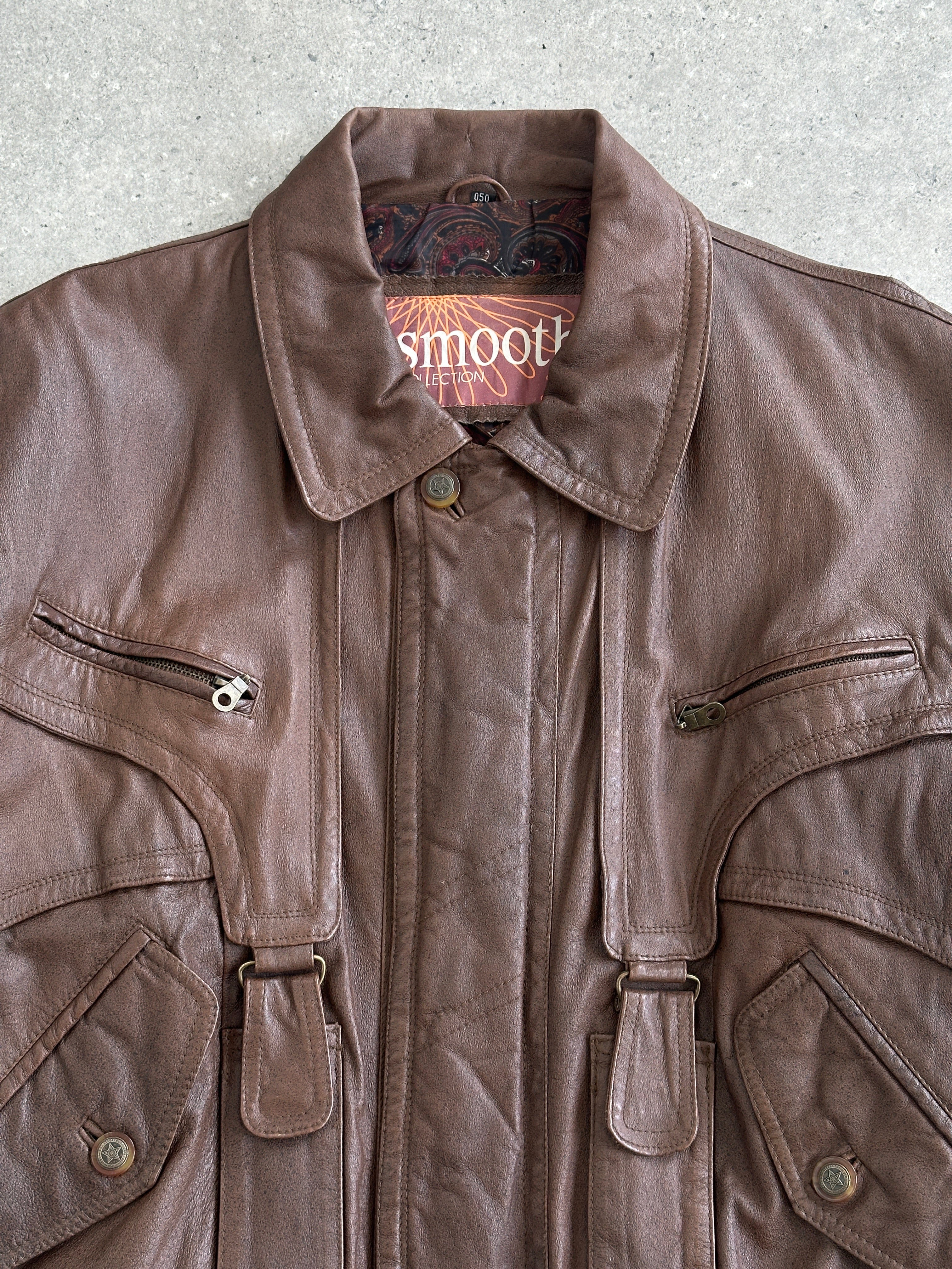 Vintage 1980s Leather Bomber Jacket - L/XL - SYLK