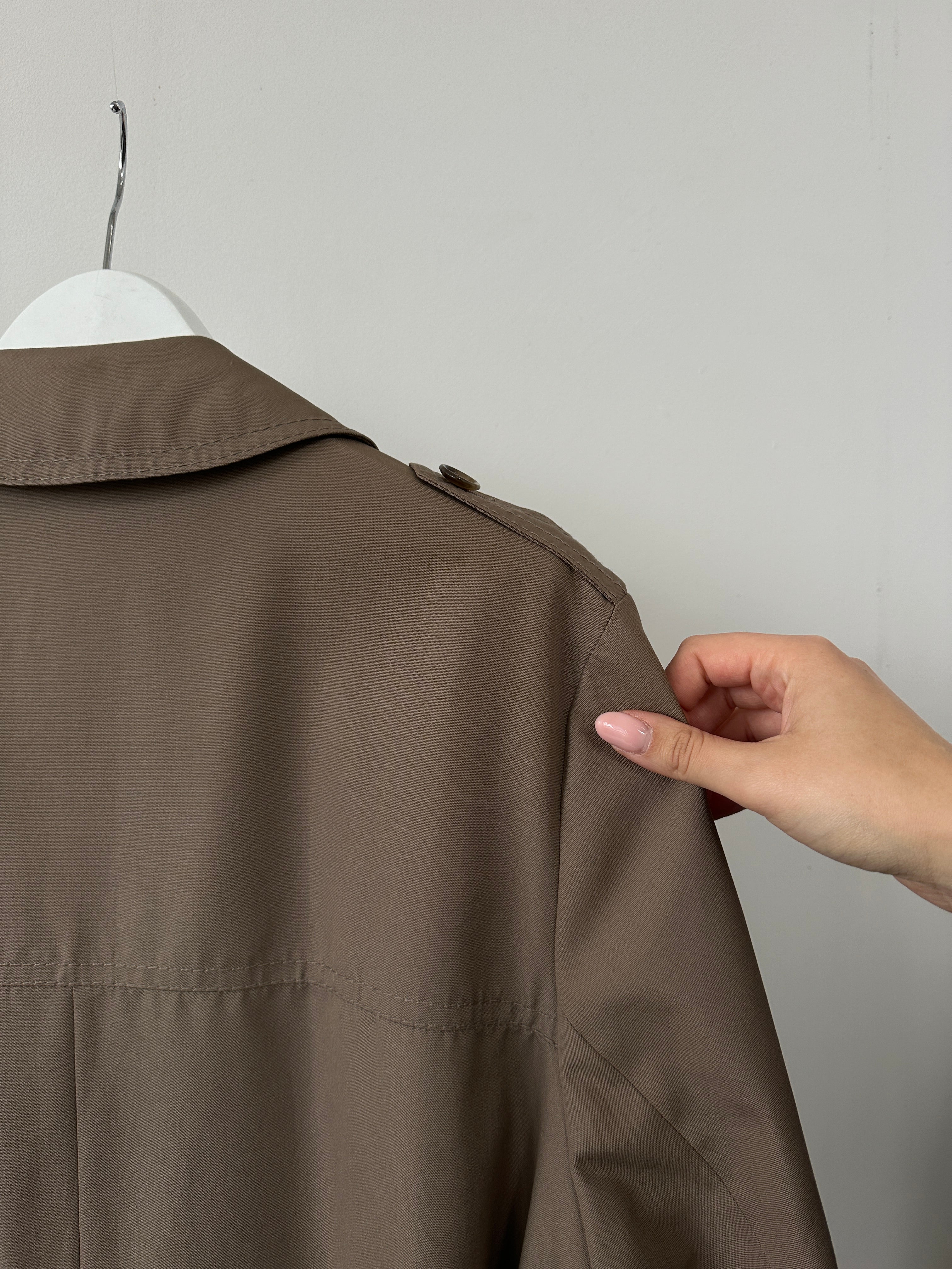 St Michael cotton double-breasted belted trench coat in size L/XL, stylish and classic outerwear with a tailored fit.