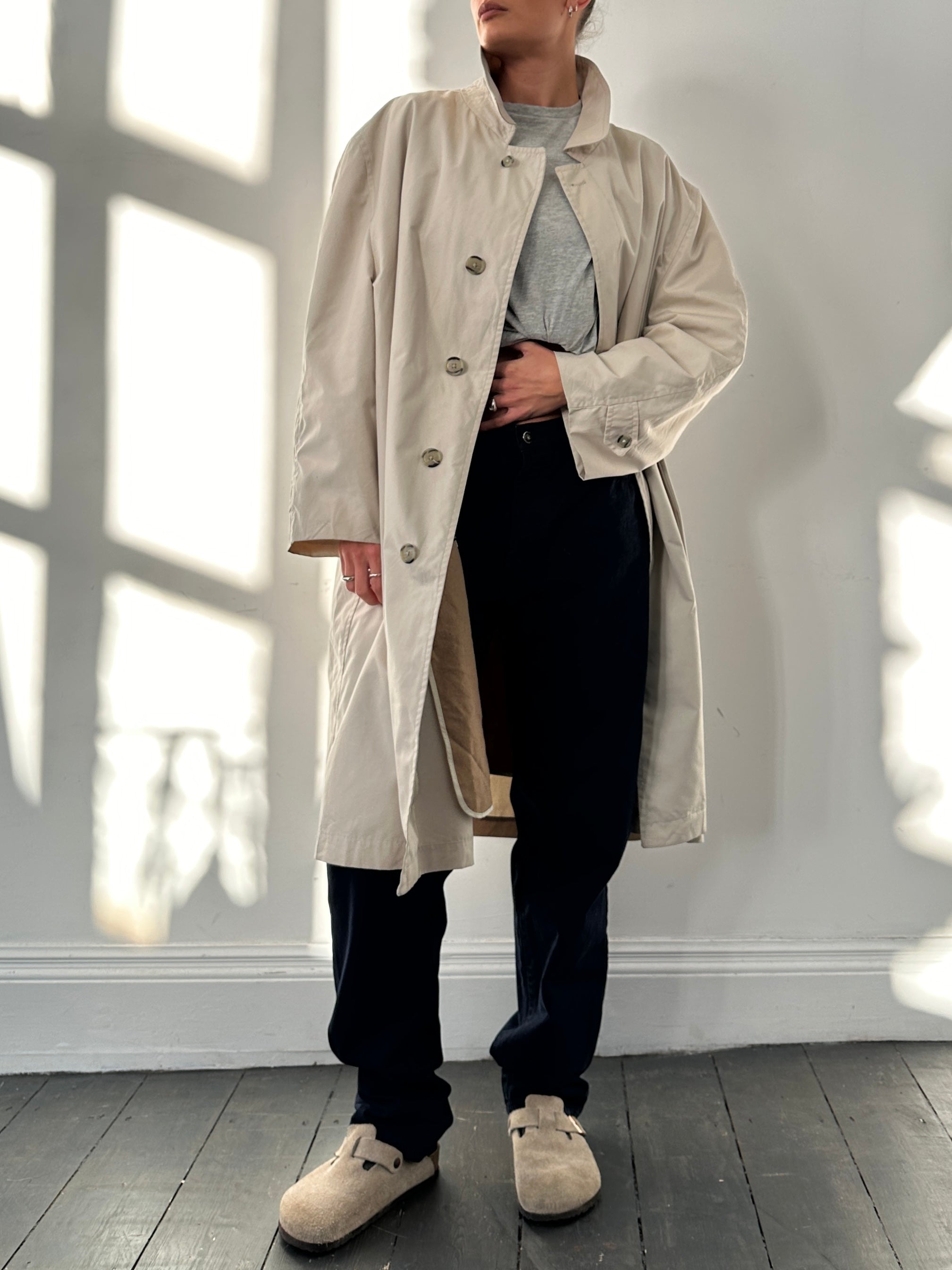 Christian Dior Monsieur cotton trench coat with concealed placket in XXL, shown in a stylish, tailored design.