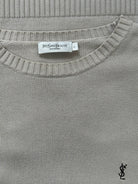 Yves Saint Laurent Pour Homme 1990s Pure Cotton Knitted Logo Jumper - XL - SYLK
