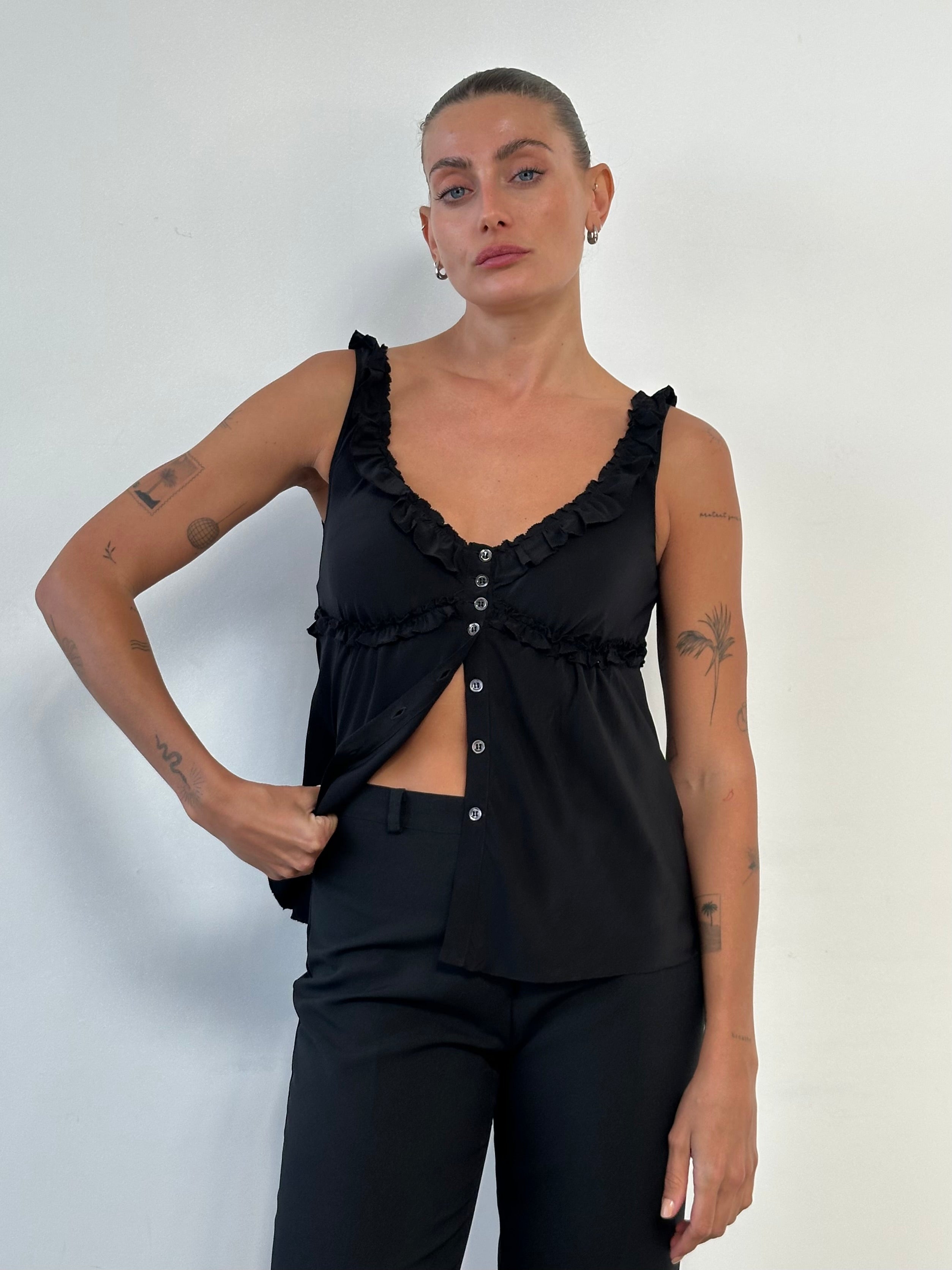 Moschino Pure Silk Frilly Top - S/M - SYLK