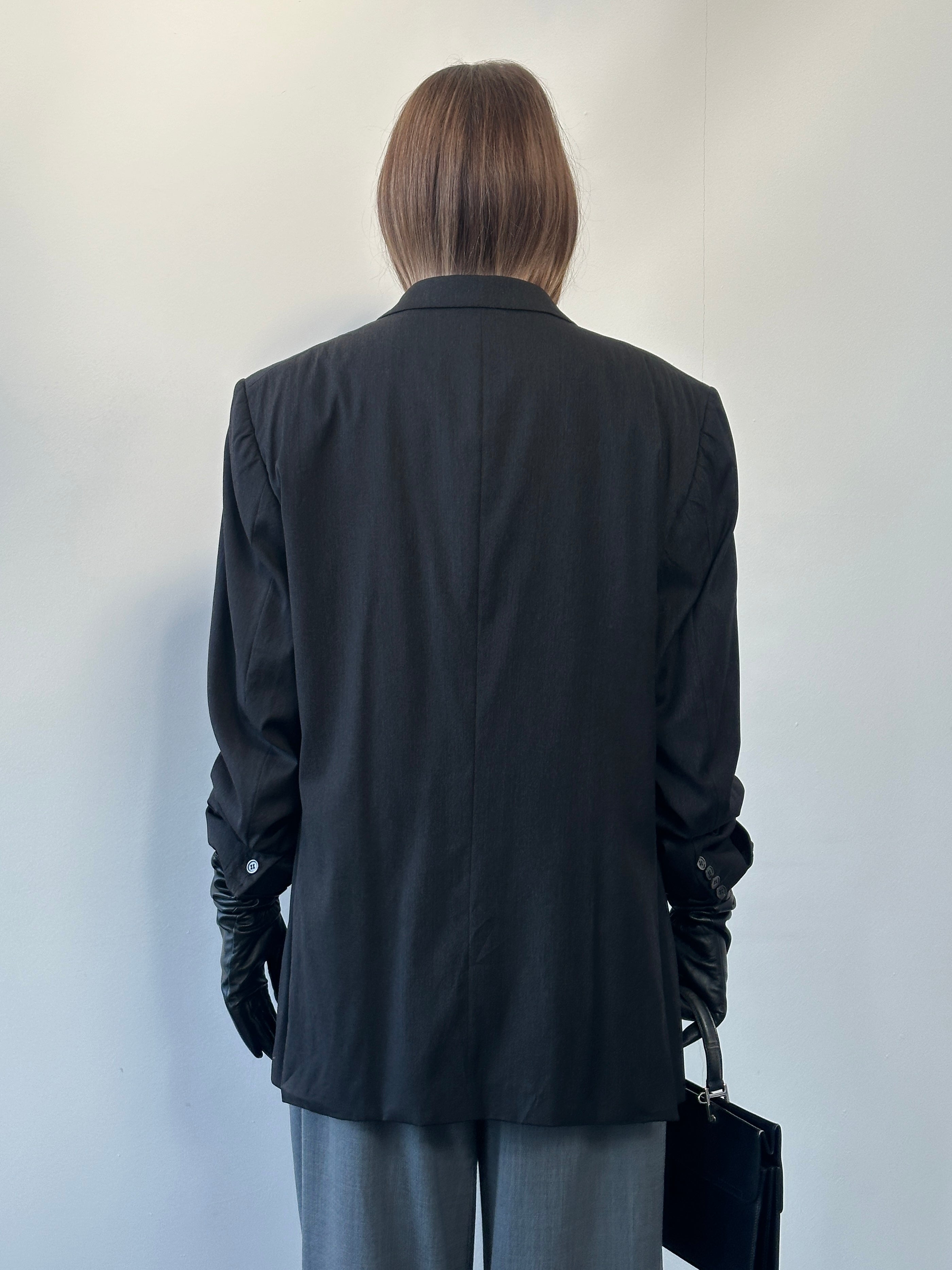 Yves Saint Laurent Pour Homme blazer in 1990s style, beige with classic lapels, size 46R/XXL, tailored men's blazer.