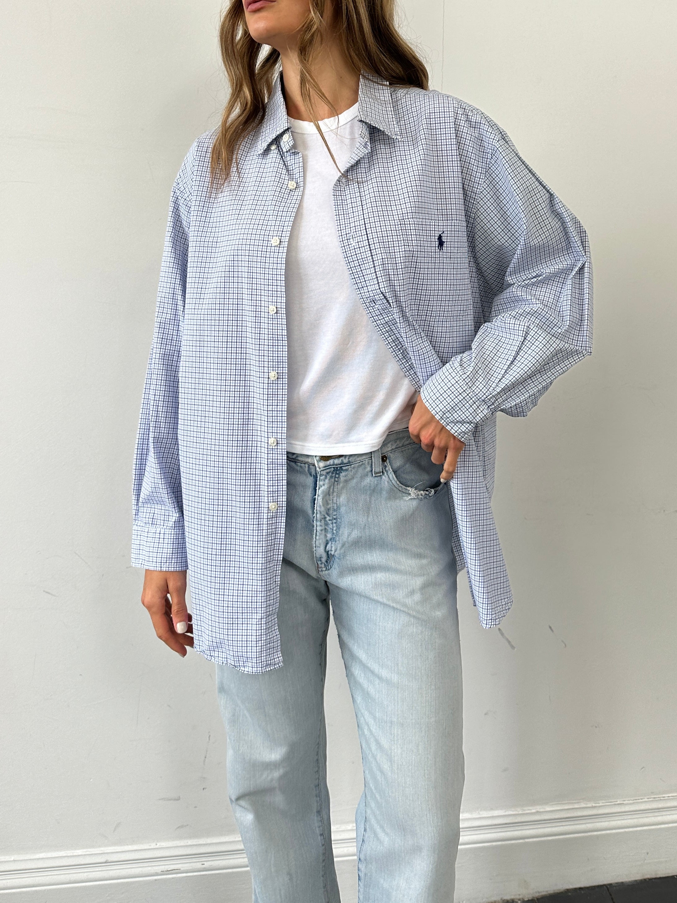 Ralph Lauren check pure cotton logo shirt in XL with a classic plaid pattern and embroidered Ralph Lauren logo on the chest.