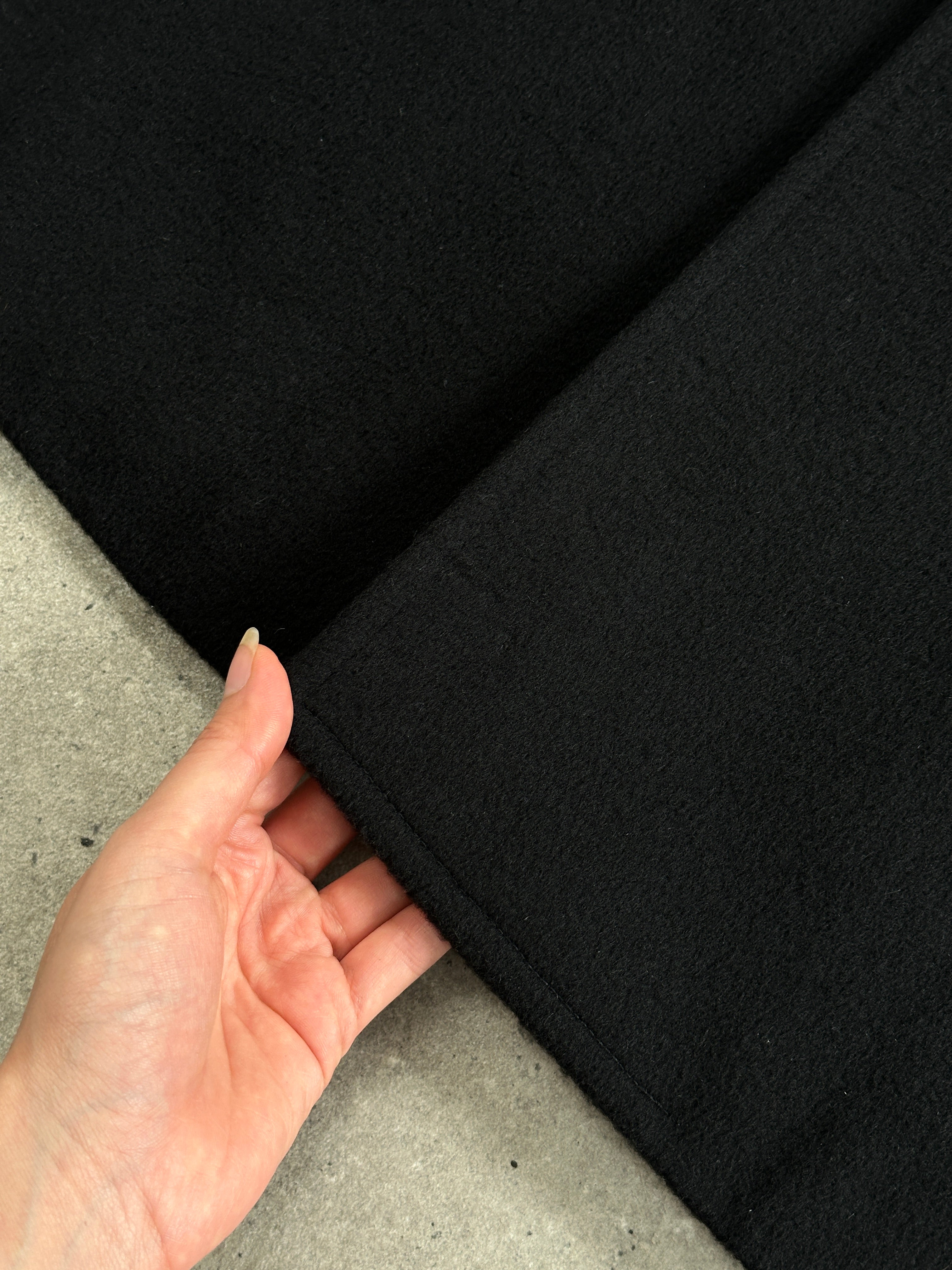 Pierre Cardin 1990s pure wool double-breasted coat in XXL, showing the coat's front with classic lapels and button details.